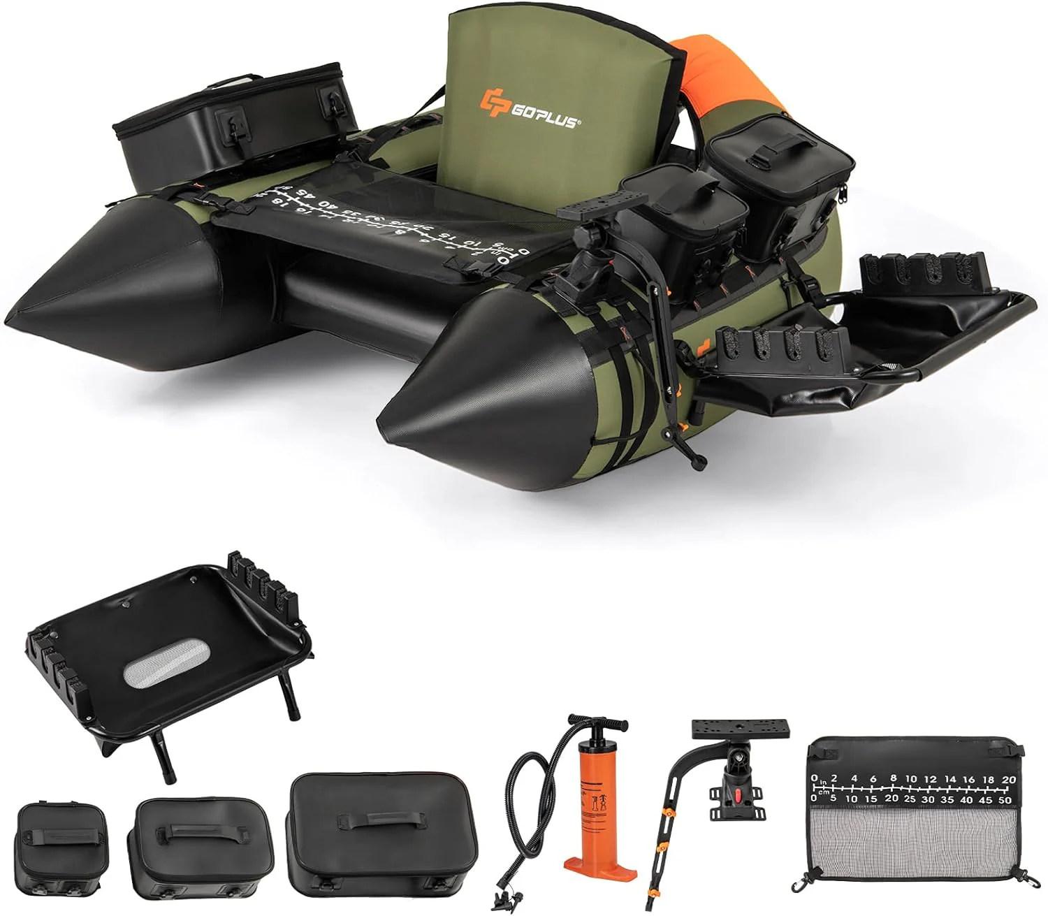 Goplus Inflatable Float Tube, Fishing Belly Boat with Fish Ruler, Pump, Storage Bag - Image 10