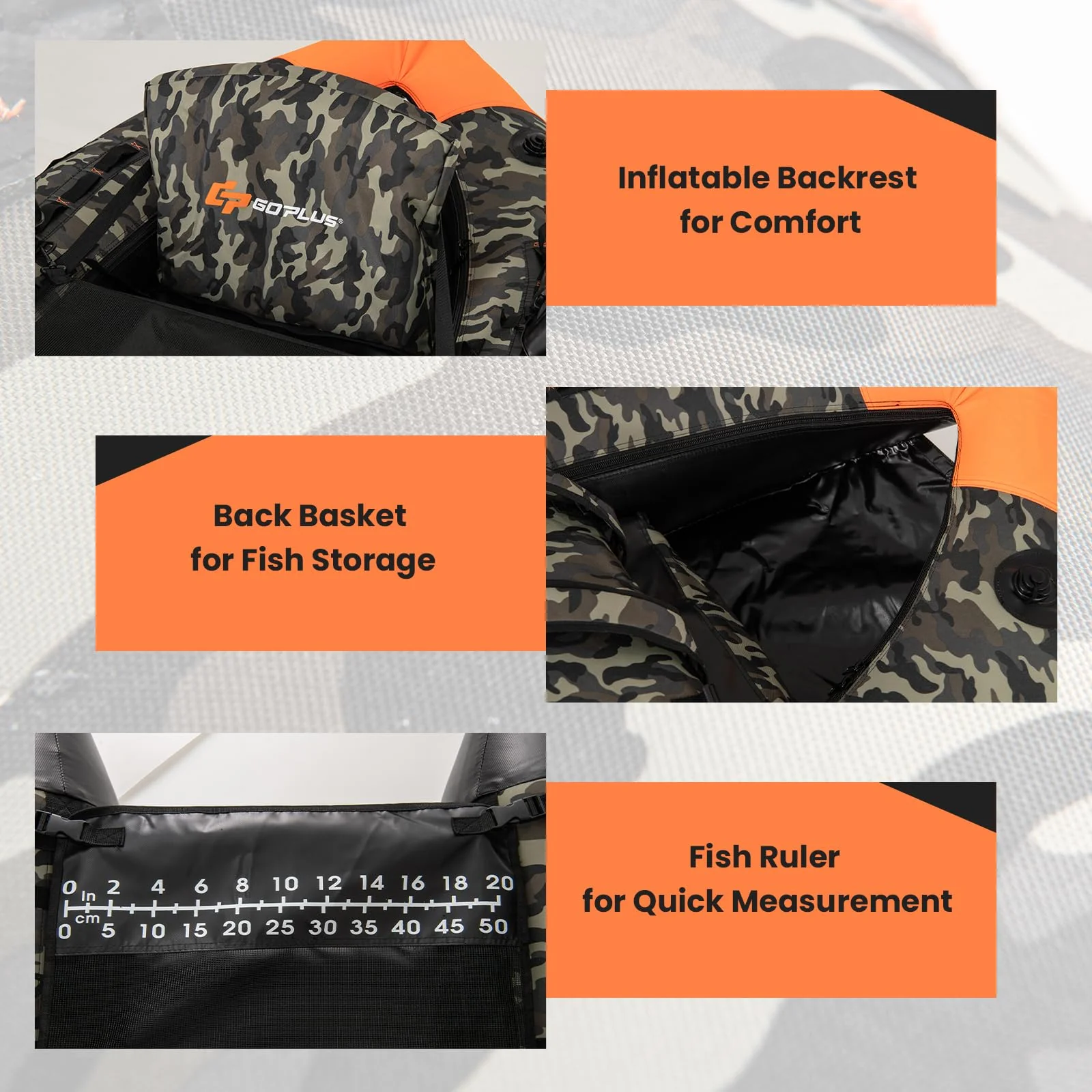 Goplus Inflatable Float Tube, Fishing Belly Boat with Fish Ruler, Pump, Storage Bag - Image 9