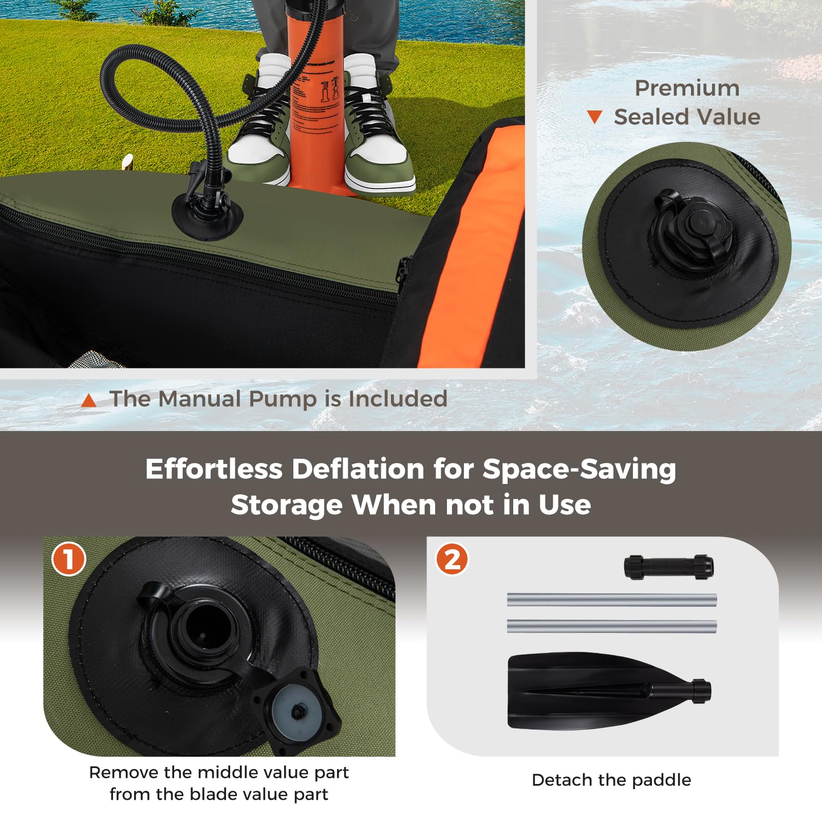 Goplus Inflatable Float Tube, Fishing Belly Boat with Fish Ruler, Pump, Storage Bag, Adjustable Straps - Image 8