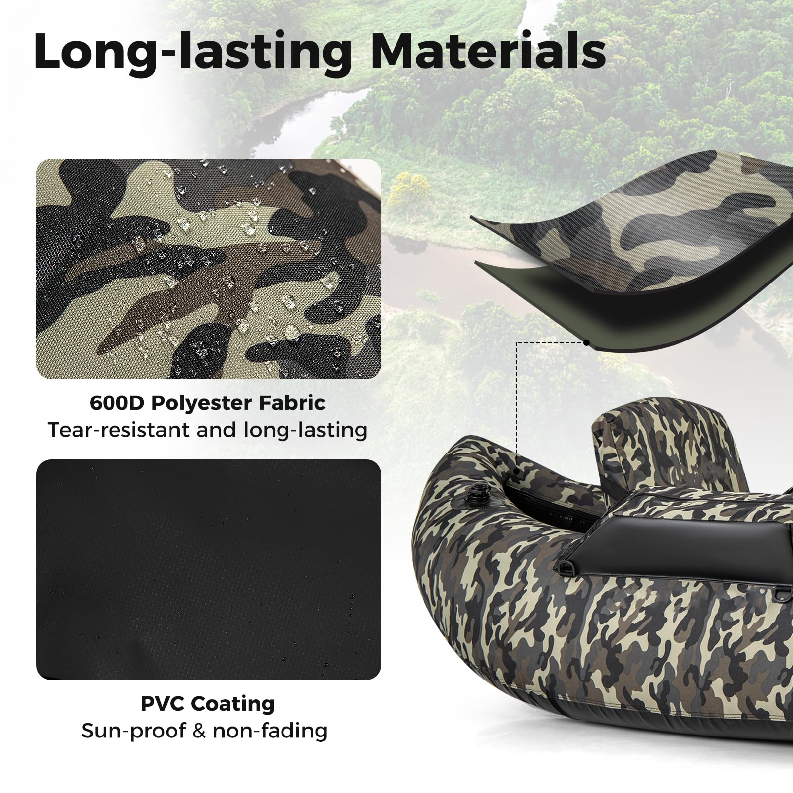 Goplus Inflatable Float Tube, Fishing Belly Boat, Fishing Float Tube for Angling, 350LBS Load Capacity - Image 4