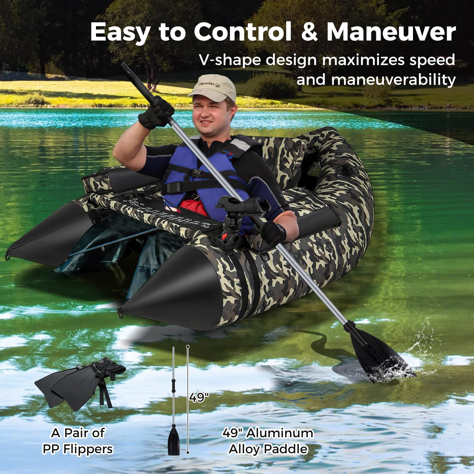 Goplus Inflatable Float Tube, Fishing Belly Boat, Fishing Float Tube for Angling, 350LBS Load Capacity - Image 5