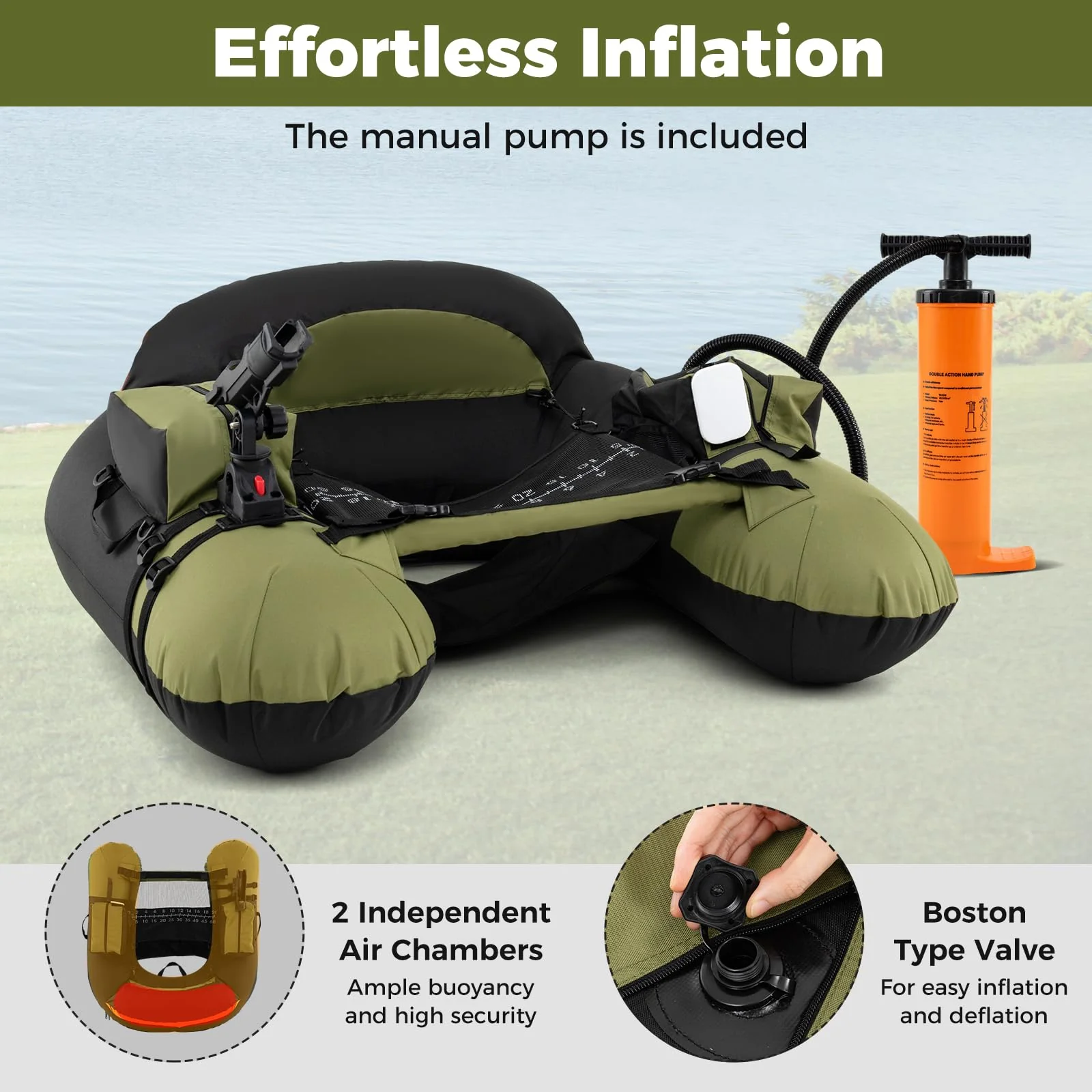 Goplus Inflatable Float Tube for Angling (Thickened Type with Rod Holder) - Image 5