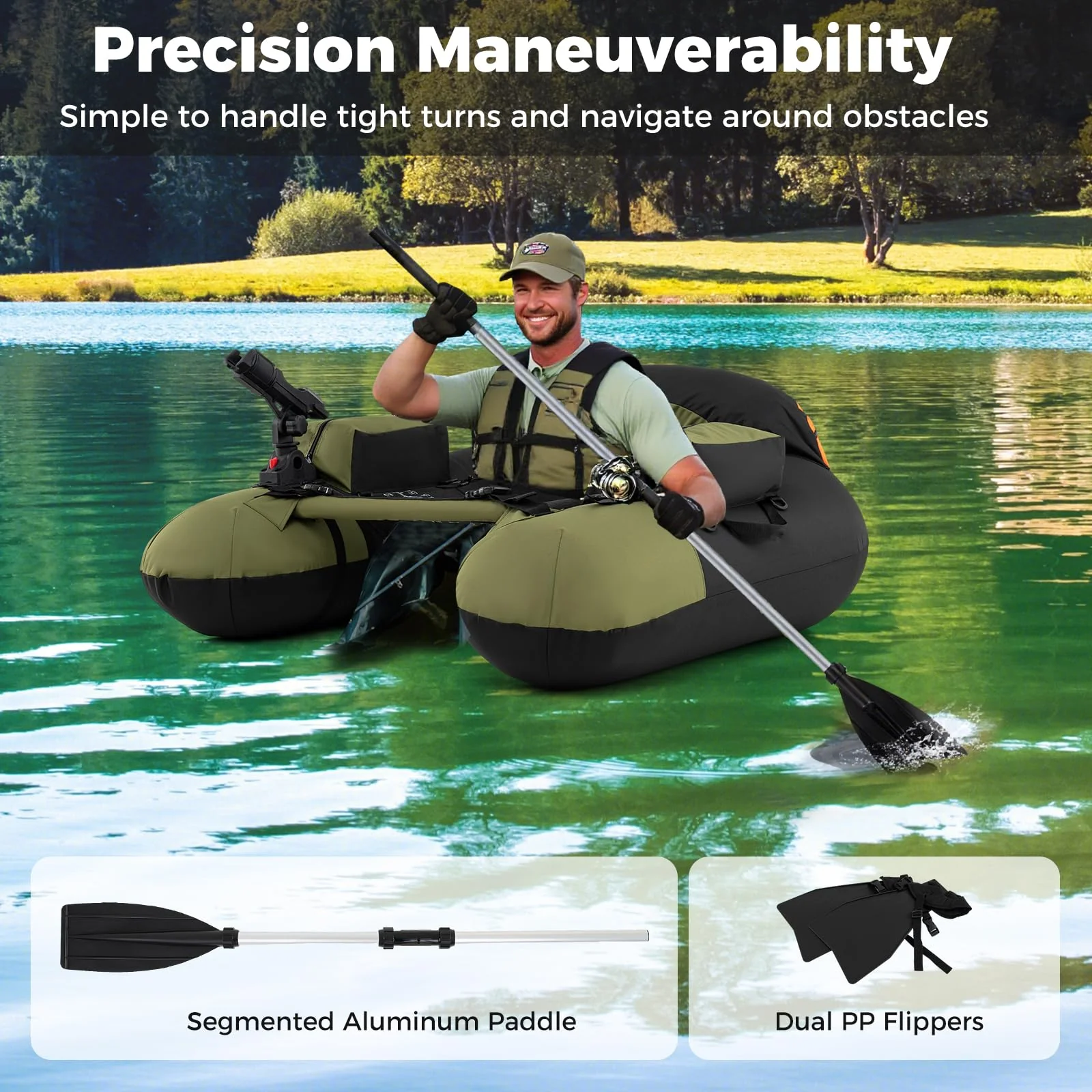 Goplus Inflatable Float Tube for Angling (Thickened Type with Rod Holder) - Image 6