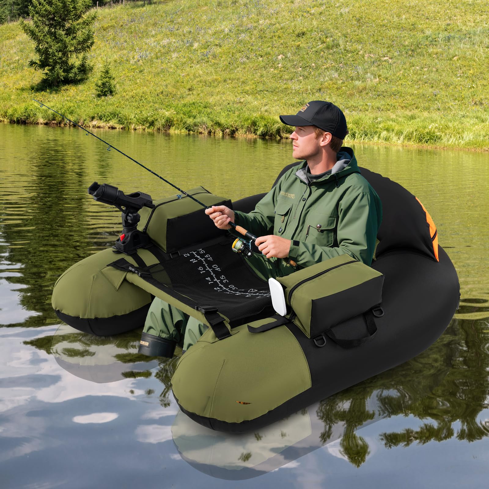 Goplus Inflatable Float Tube for Angling (Thickened Type with Rod Holder) - Image 9