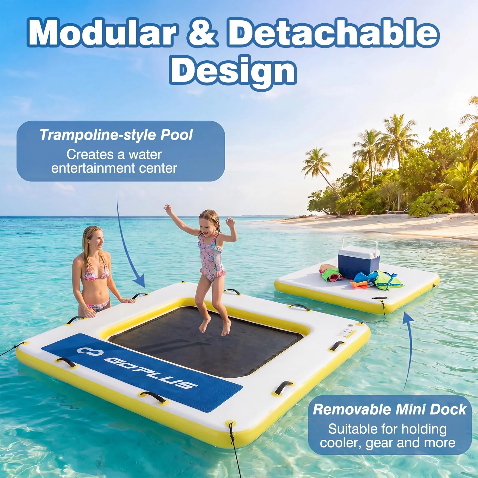 Goplus Inflatable Floating Dock 8FT x 8FT x 6 Inch Thick Swim Dock Platform - Image 3