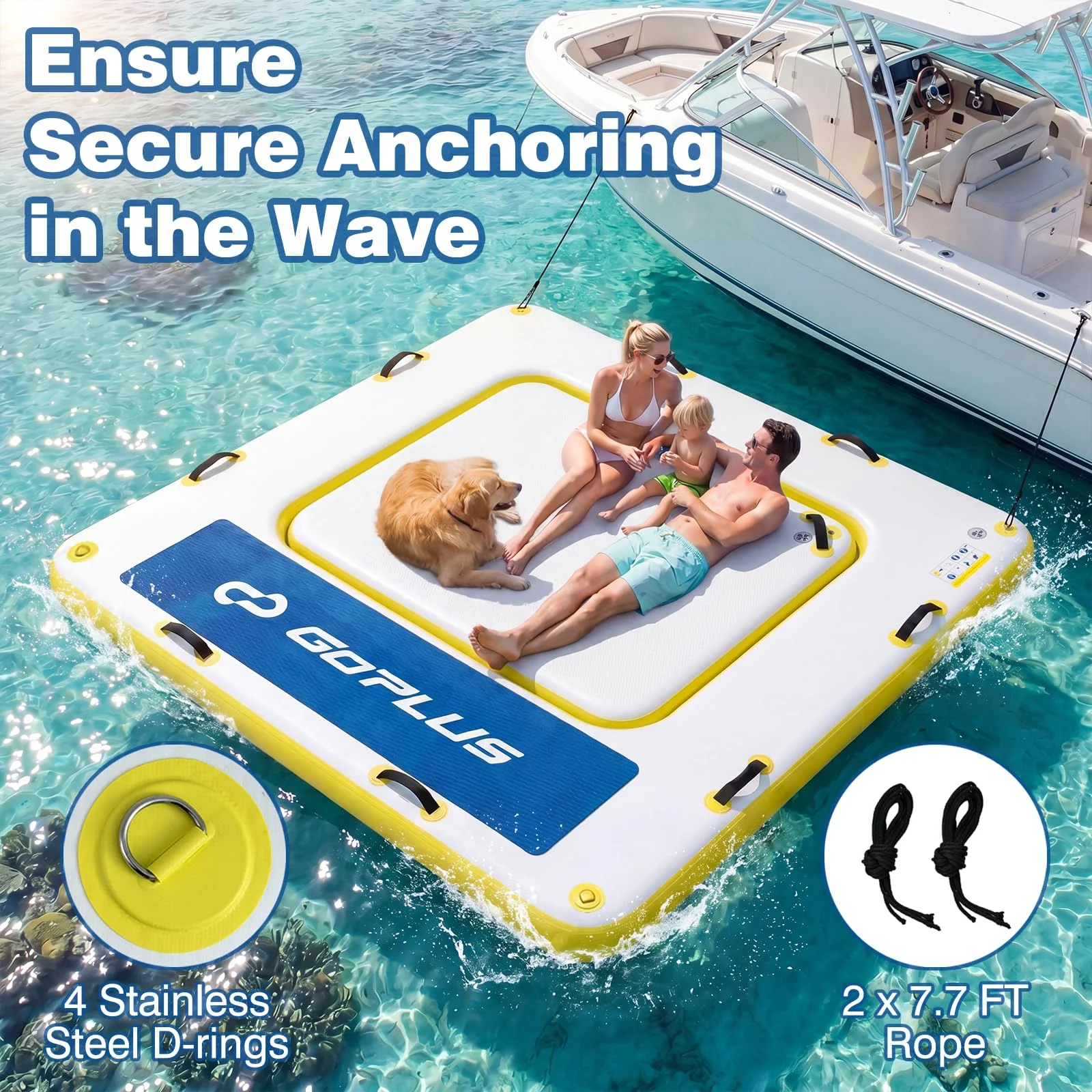 Goplus Inflatable Floating Dock 8FT x 8FT x 6 Inch Thick Swim Dock Platform - Image 4