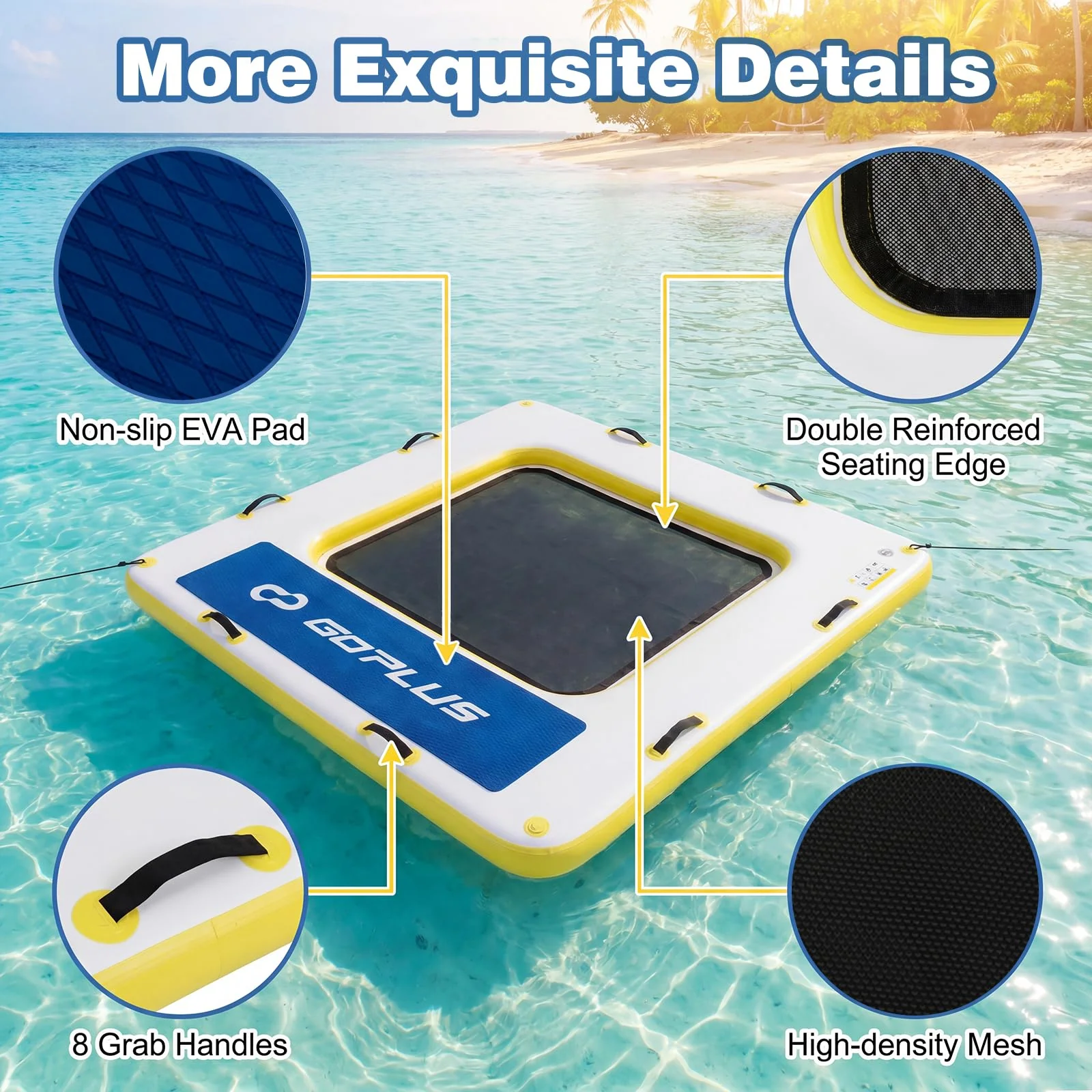Goplus Inflatable Floating Dock 8FT x 8FT x 6 Inch Thick Swim Dock Platform - Image 6