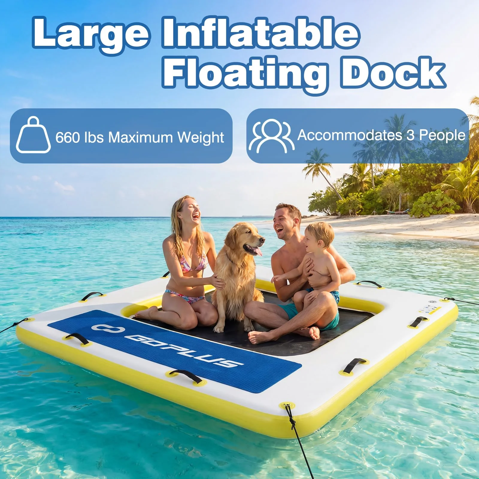 Goplus Inflatable Floating Dock 8FT x 8FT x 6 Inch Thick Swim Dock Platform - Image 8