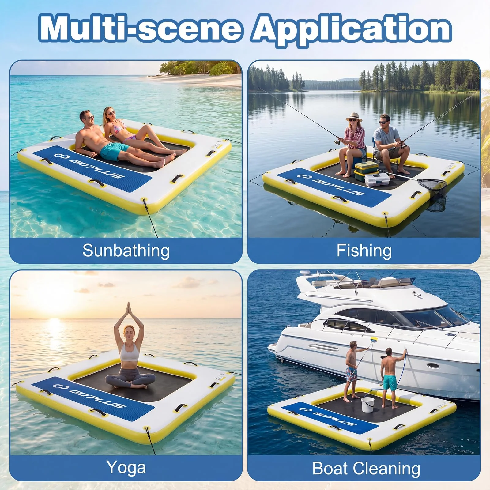 Goplus Inflatable Floating Dock 8FT x 8FT x 6 Inch Thick Swim Dock Platform - Image 9