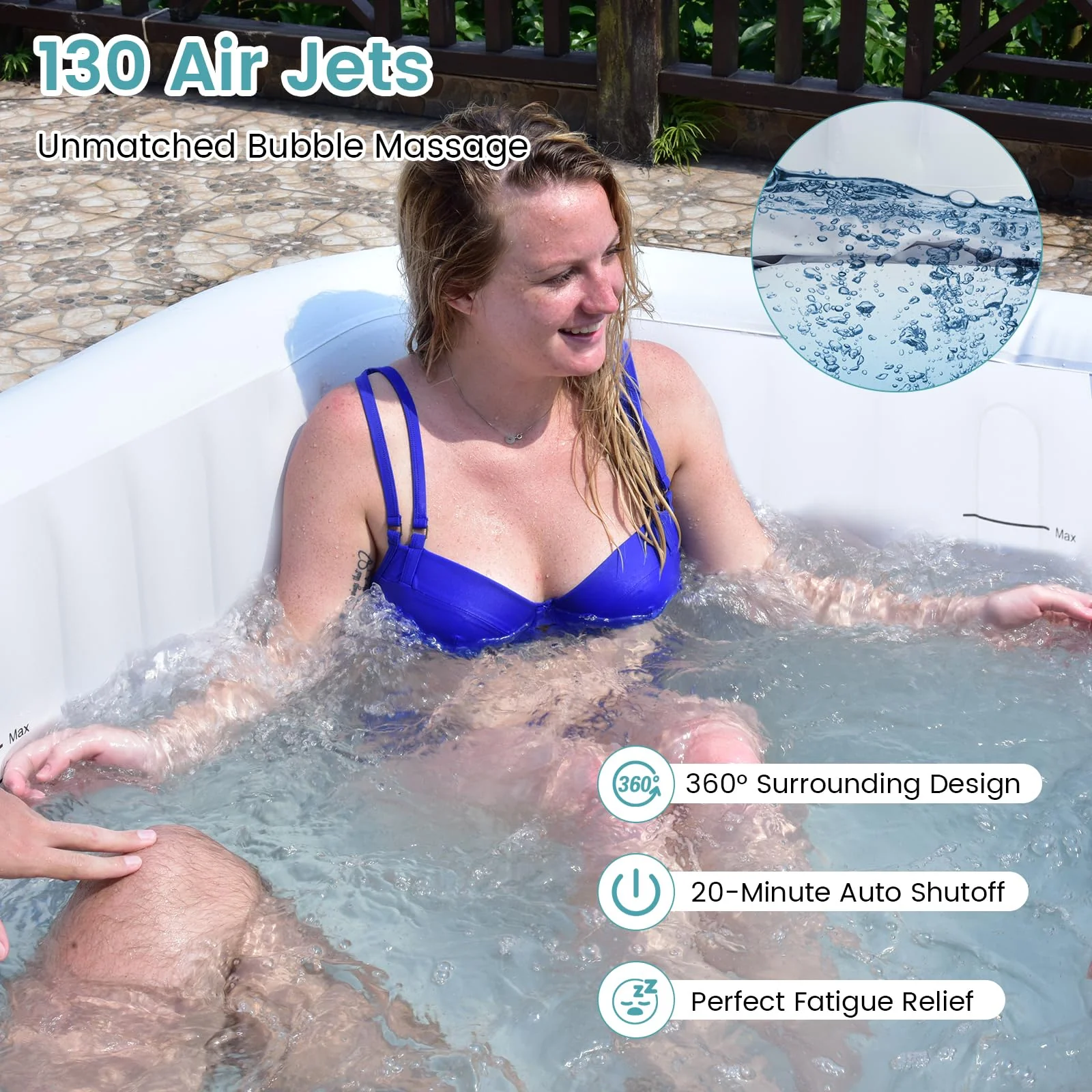 Goplus Inflatable Hot Tub, Blowup Pool Hottub, Portable Outdoor Water SPA - Image 4