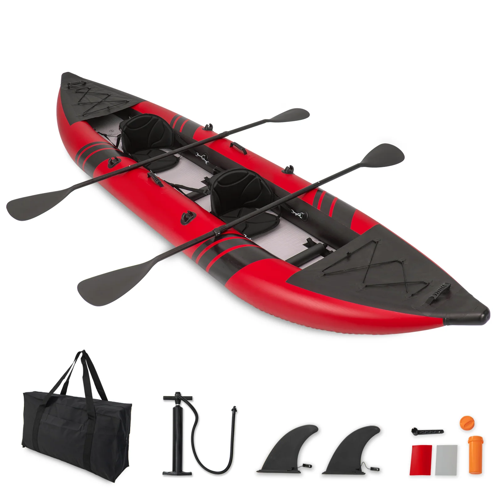 Goplus 12.5 ft Inflatable Tandem Kayak | 1-2 Person Canoe | 507 lbs Capacity | Includes All Accessories & Carry Bag - Image 12