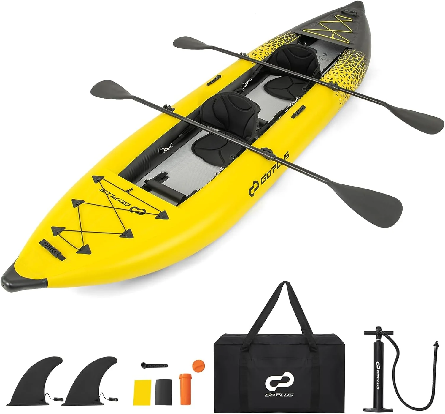 Goplus 12.5 ft Inflatable Tandem Kayak | 1-2 Person Canoe | 507 lbs Capacity | Includes All Accessories & Carry Bag - Image 13