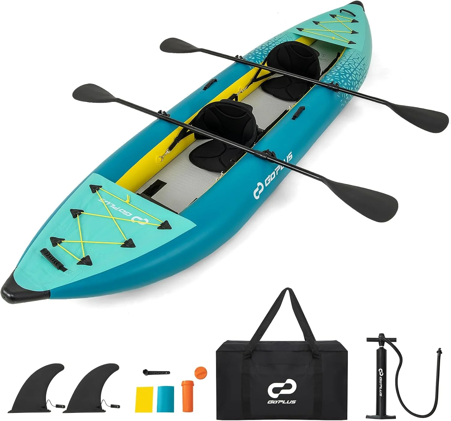 Goplus 12.5 ft Inflatable Tandem Kayak | 1-2 Person Canoe | 507 lbs Capacity | Includes All Accessories & Carry Bag - Image 14