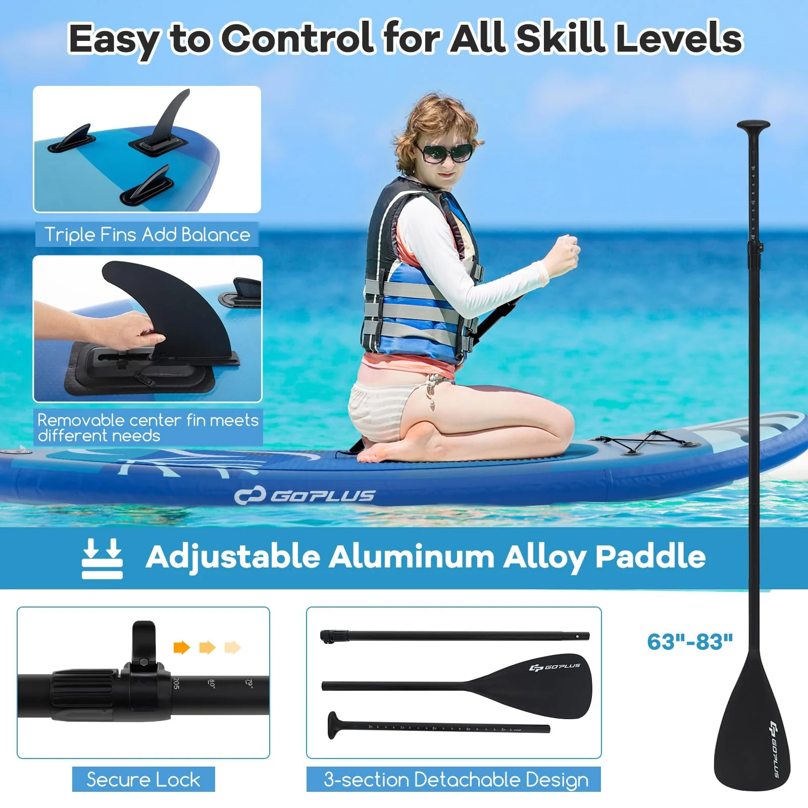 Goplus Inflatable Stand Up Paddle Board, 11FT SUP with Accessory Pack - Image 4