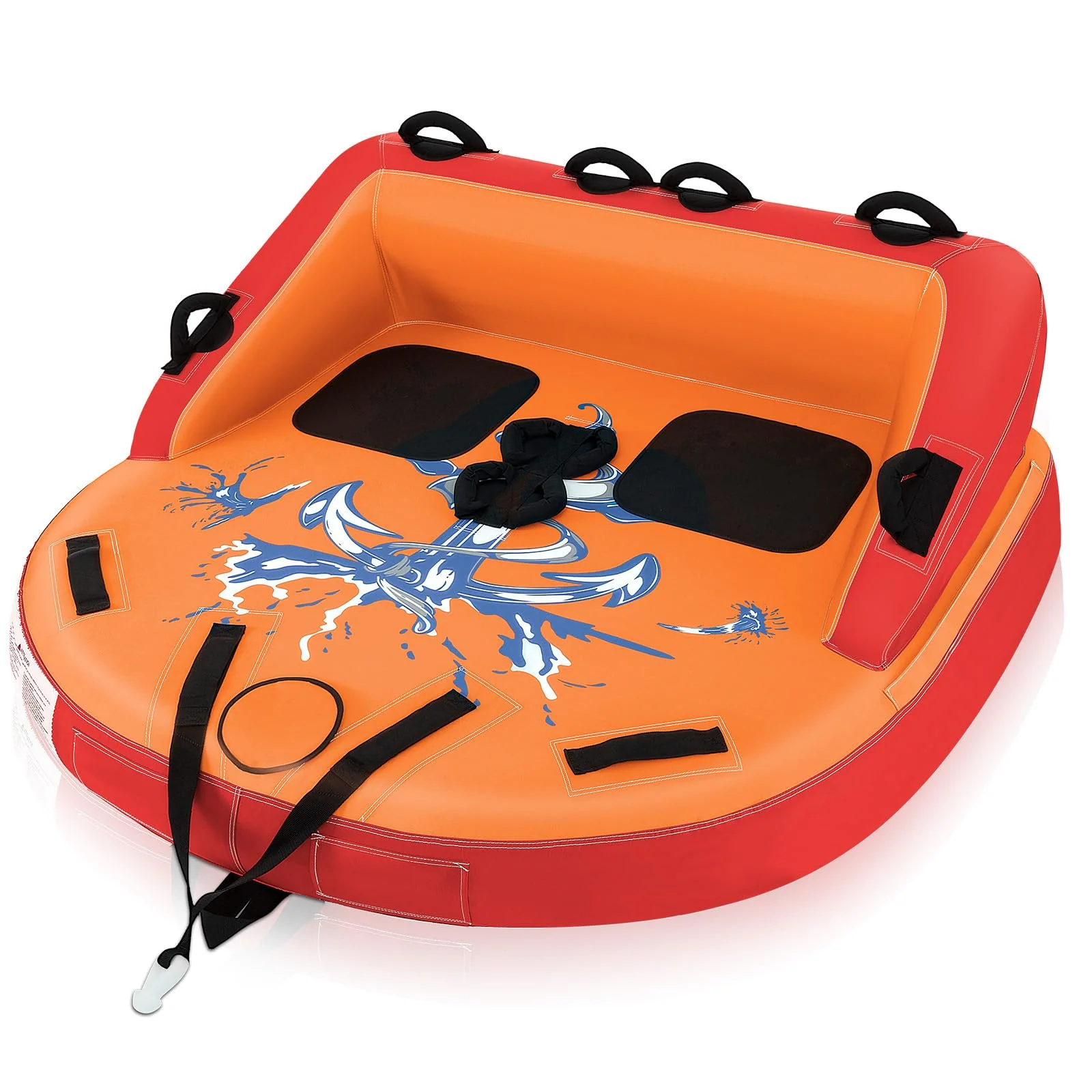 Goplus Inflatable Towable Tubes for Boating, 1-2 Person Water Sport Towables for Boat to Pull, Sofa Style Boat Tube with Drainage - Image 10
