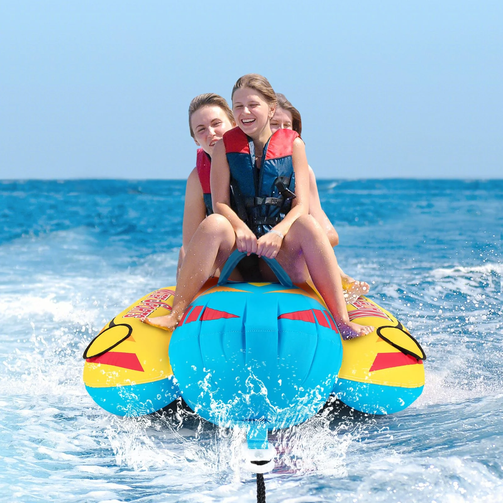Goplus Inflatable Towable Tubes for Boating, Water Sports Banana Boat with 3 EVA-padded Seats for Towing Rider - Image 8