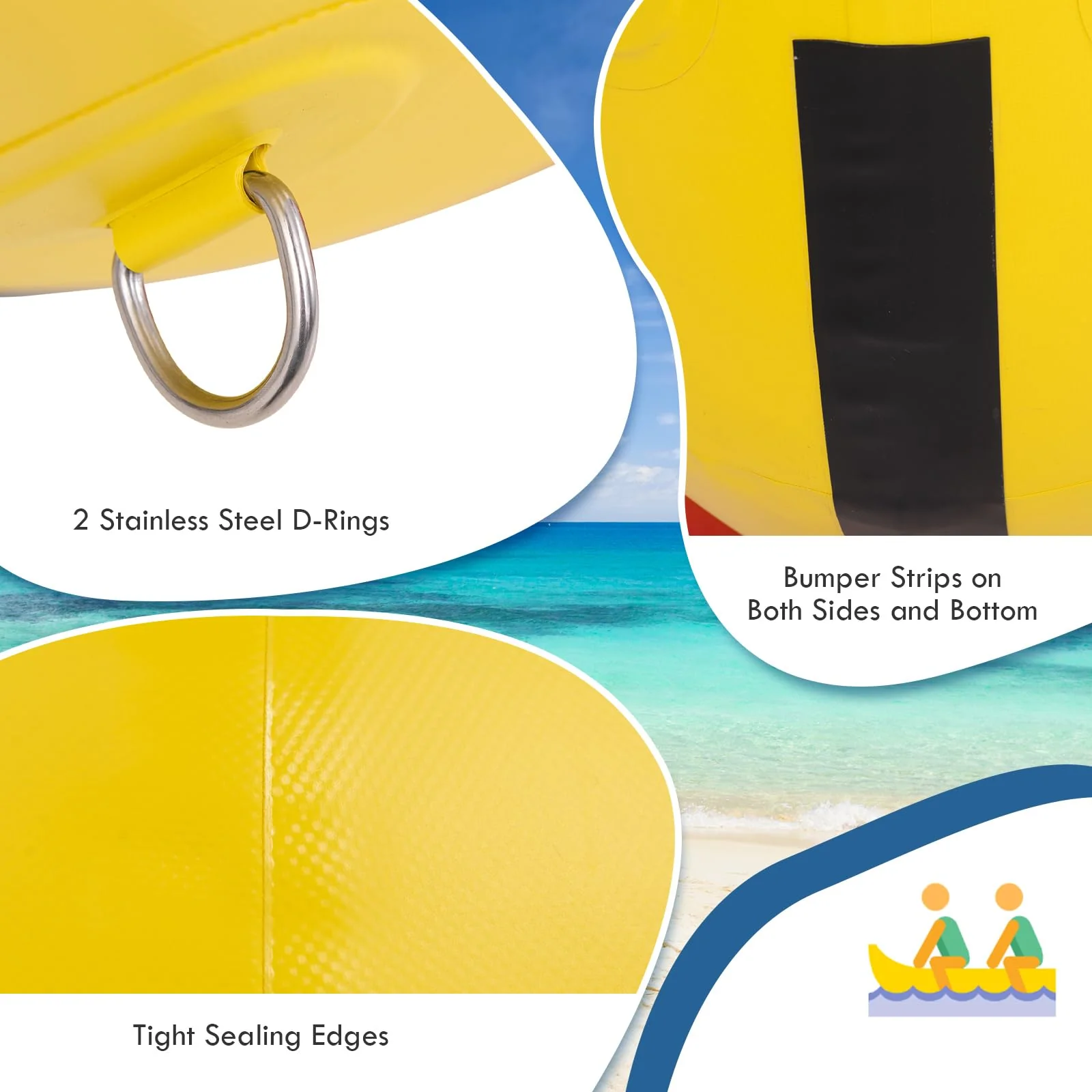 Goplus Inflatable Towable Tubes for Boating, 1-3 Rider Hot Dog Tube w/Electric Air Pump, Carrying Bag - Image 6
