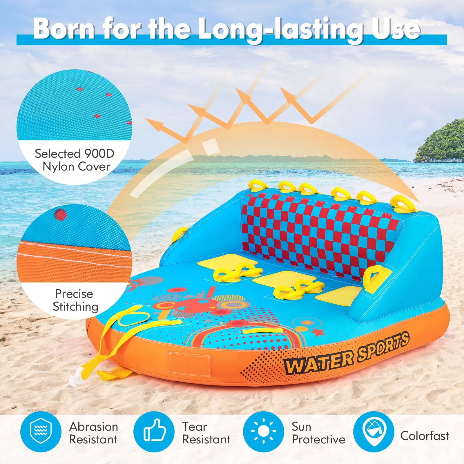 Goplus Inflatable Towable Tubes for Boating, 1-3 Riders Water Sport Towables for Boat - Image 5