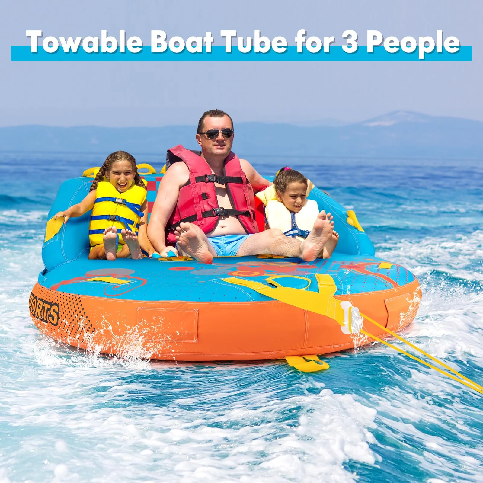 Goplus Inflatable Towable Tubes for Boating, 1-3 Riders Water Sport Towables for Boat - Image 8