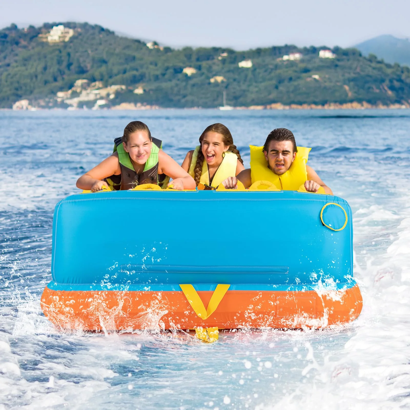 Goplus Inflatable Towable Tubes for Boating, 1-3 Riders Water Sport Towables for Boat - Image 9
