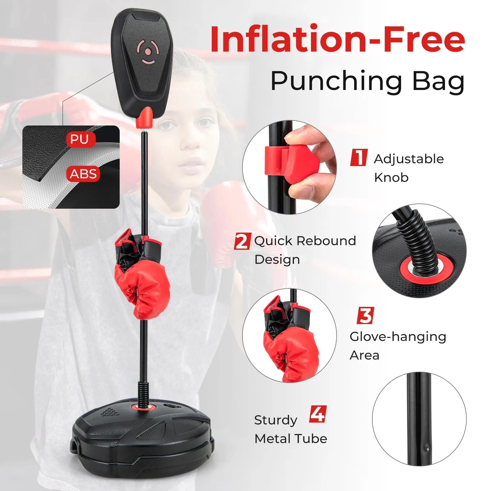 Goplus Inflation-Free Punching Bag, Boxing Bag Set with Boxing Gloves - Image 6