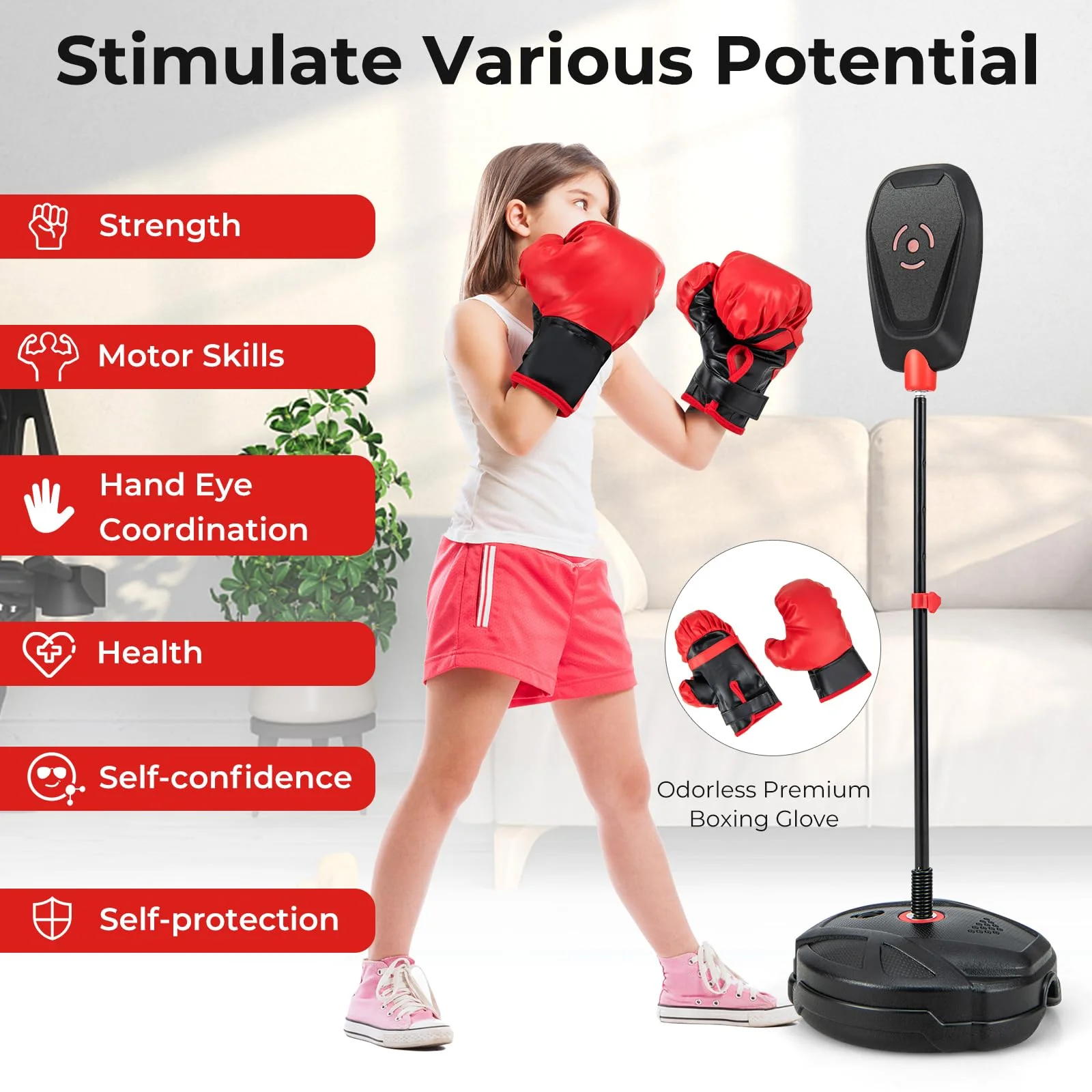 Goplus Inflation-Free Punching Bag, Boxing Bag Set with Boxing Gloves - Image 7
