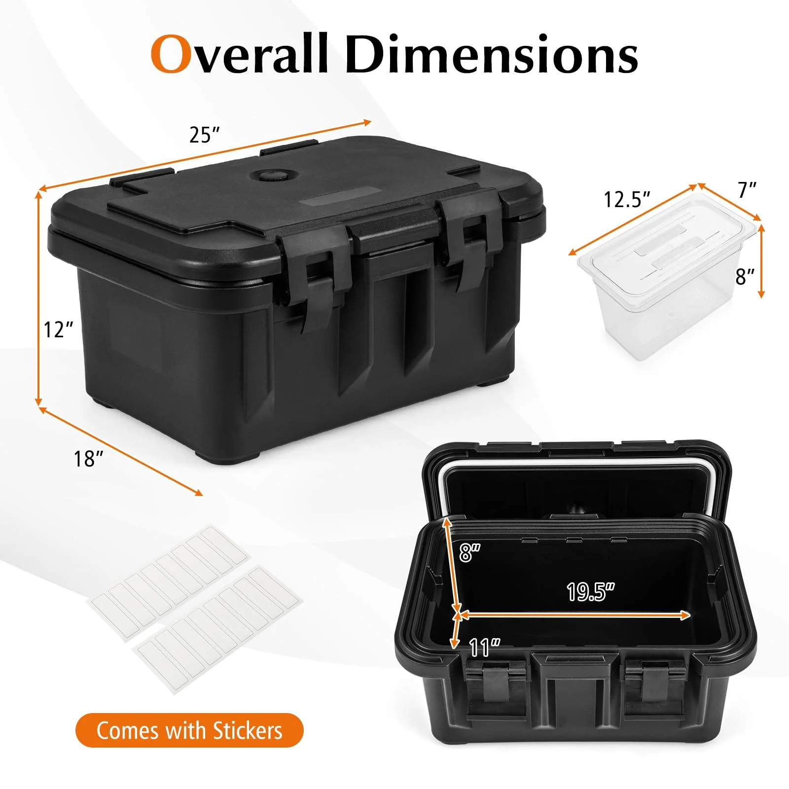 Goplus Insulated Food Pan Container, 31 QT Stackable Hot Box w/ 3 Transparent One-Third Pans with Lids - Image 7