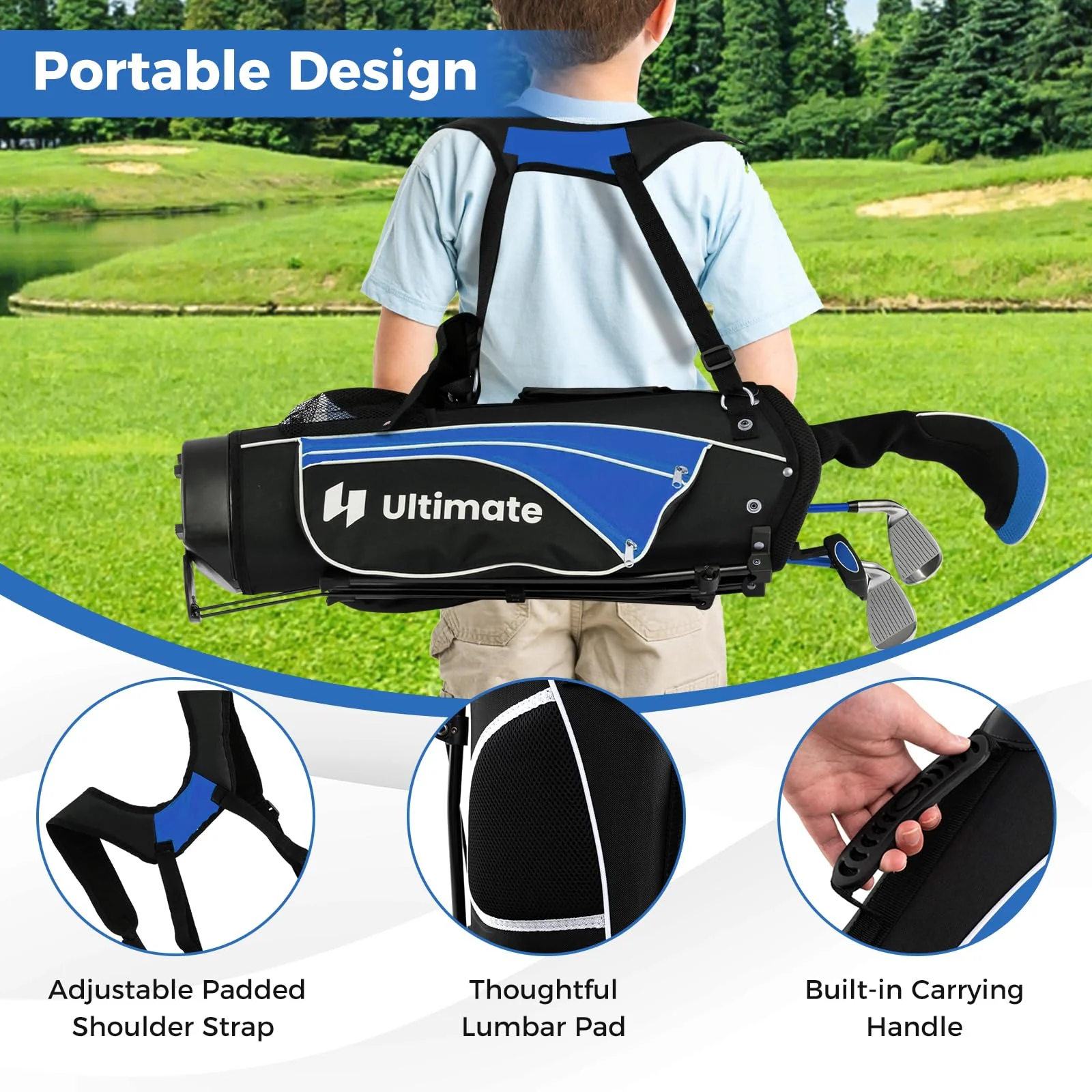 Goplus Junior Complete Golf Clubs Set for Kids, Right Hand Golf Clubs w/Stand Bag, Aged 8-10 - Image 8