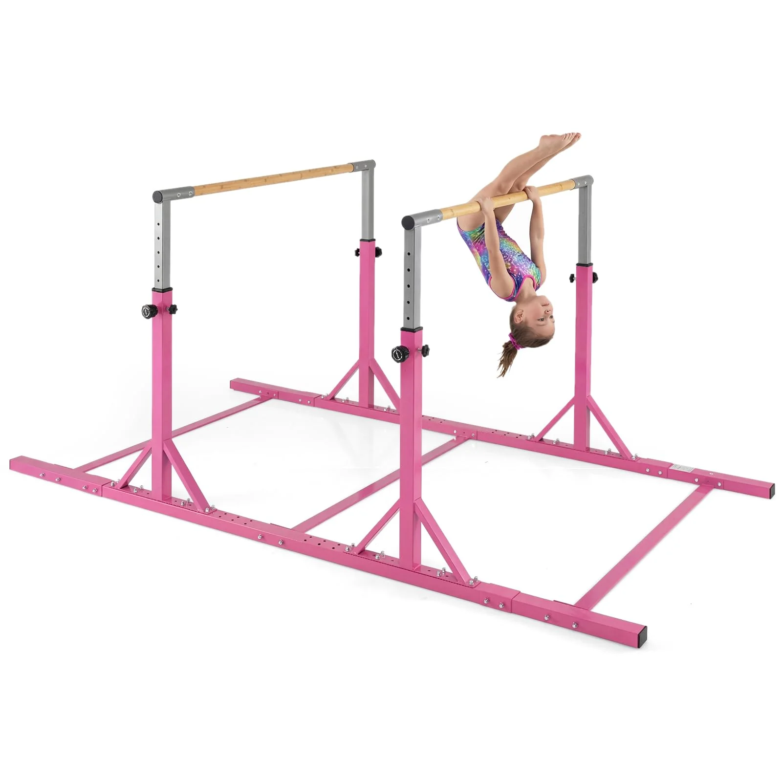 Goplus Junior Gymnastic Parallel Bars with 13-Level 33"-57" Adjustable Heights & 6-Level Adjustable Width