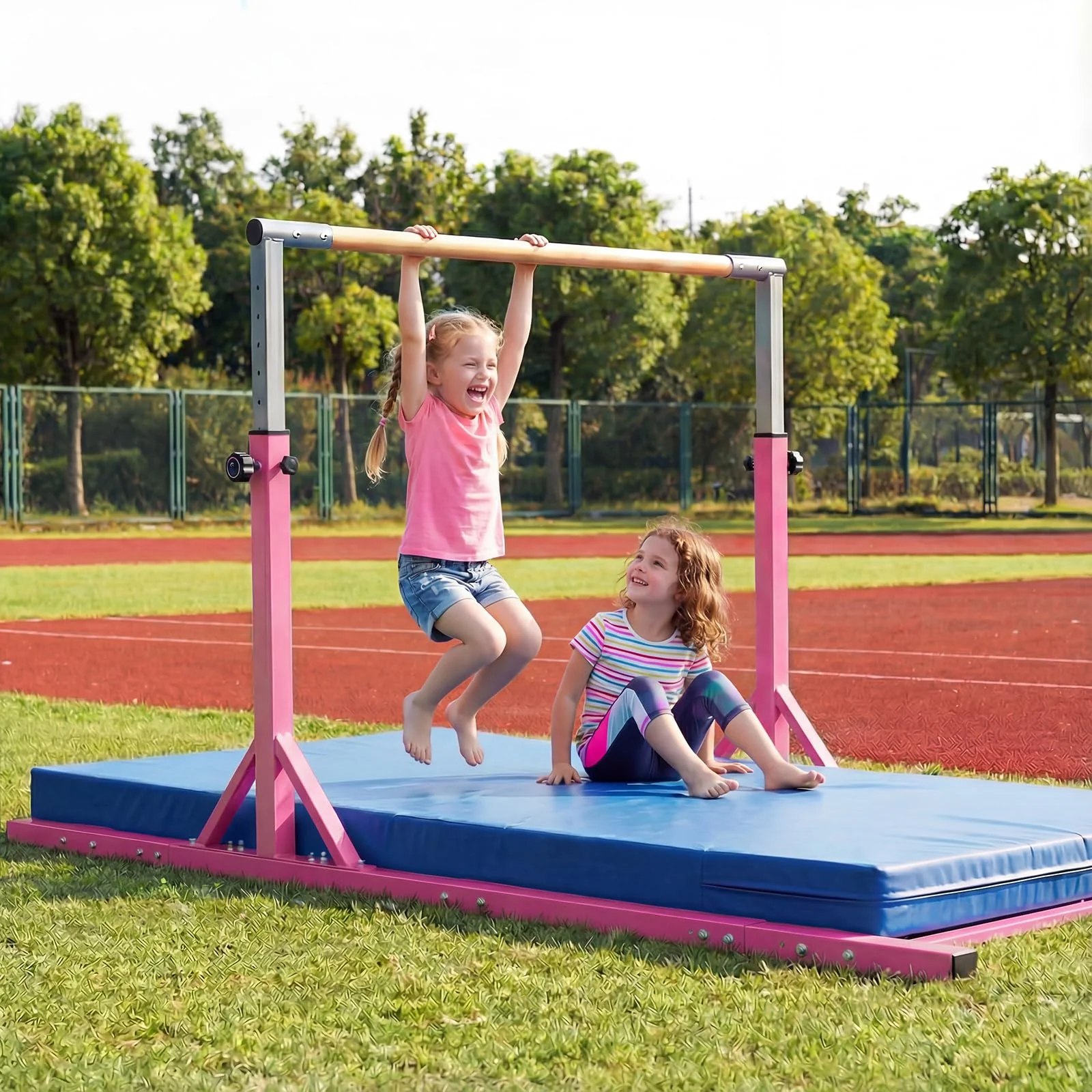 Goplus Junior Gymnastic Parallel Bars with 13-Level 33"-57" Adjustable Heights & 6-Level Adjustable Width - Image 9