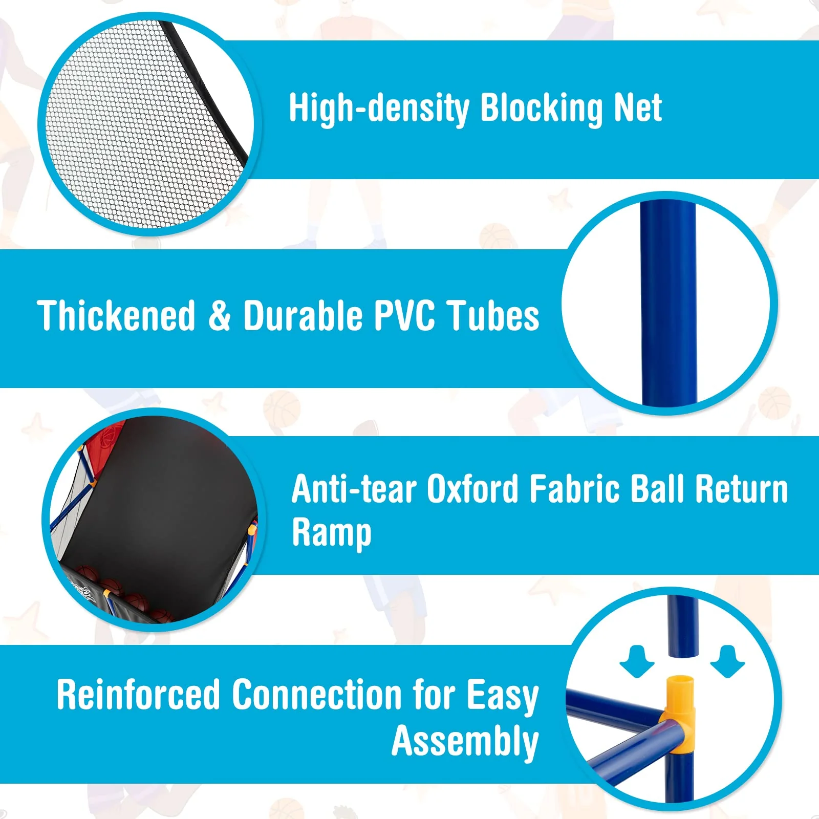 Goplus Kids Basketball Arcade Game, Dual Shot Basketball Game for 2 Players with 4 Balls & Inflation Pump - Image 7