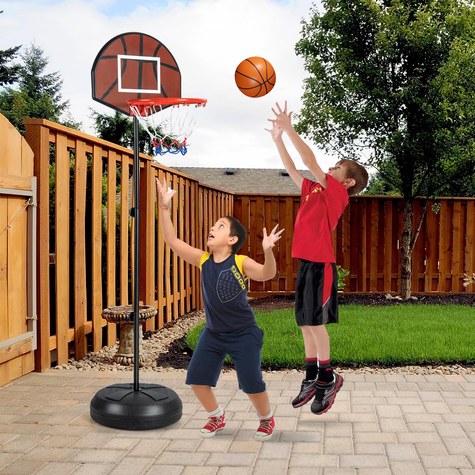 Goplus Kids Basketball Hoop, 2-in-1 Toddler Basketball Goal System with Dart Board, 6 Darts, Fillable Base - Image 9