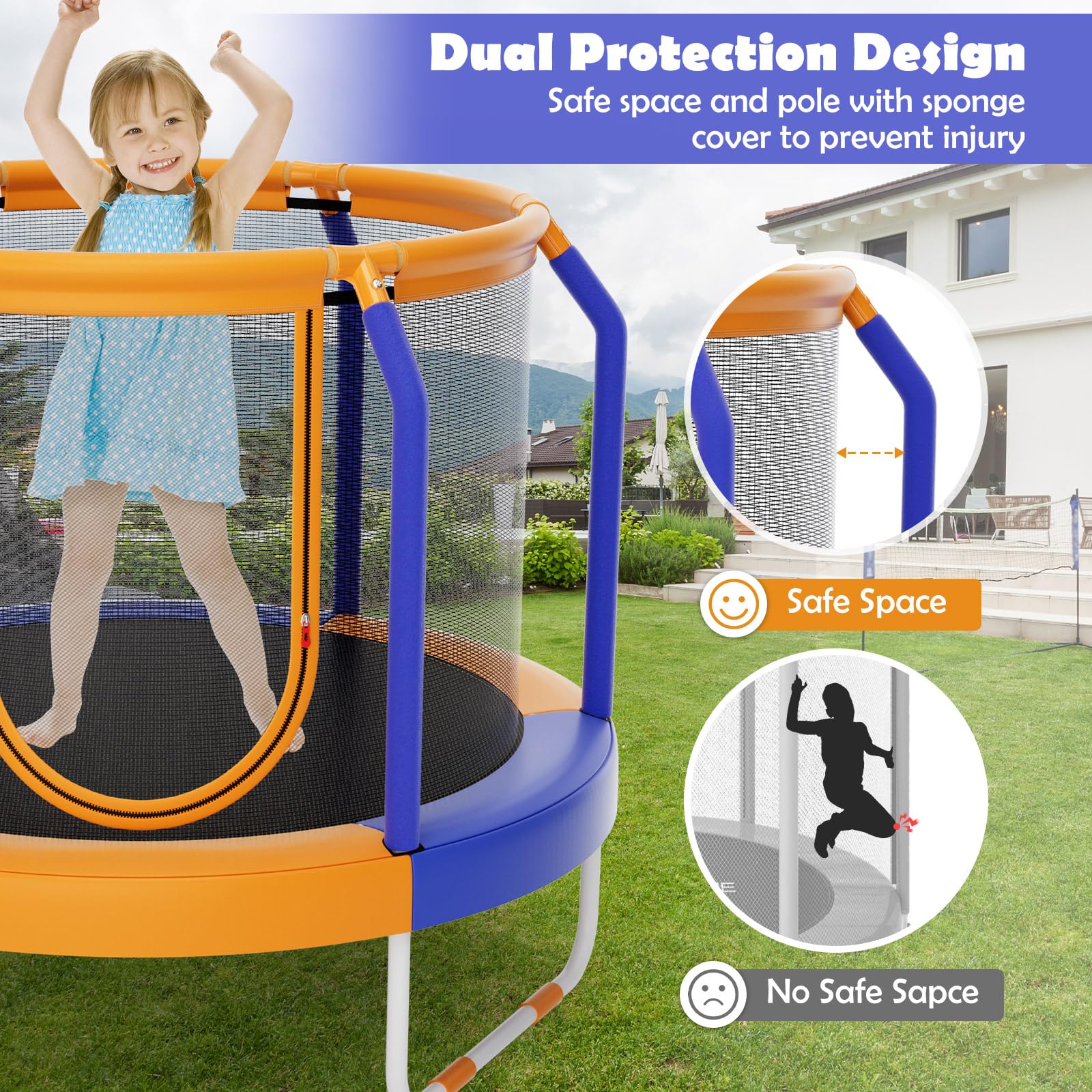 Goplus Kids Trampoline, 48" ASTM Approved Recreational Trampoline with Safety Space Design - Image 2