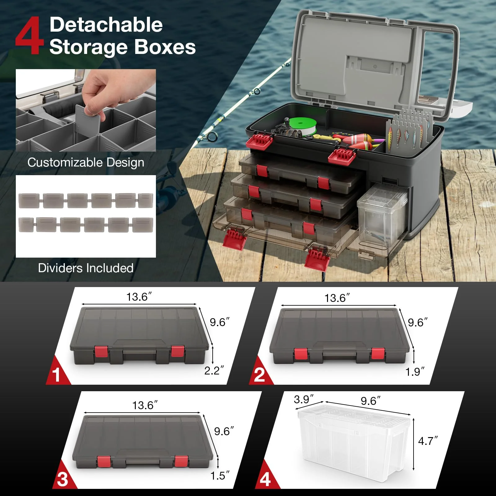 Goplus Large Tackle Box, Portable Fishing Storage, Premium Box for Tackle Storage & Tool Organization - Image 3