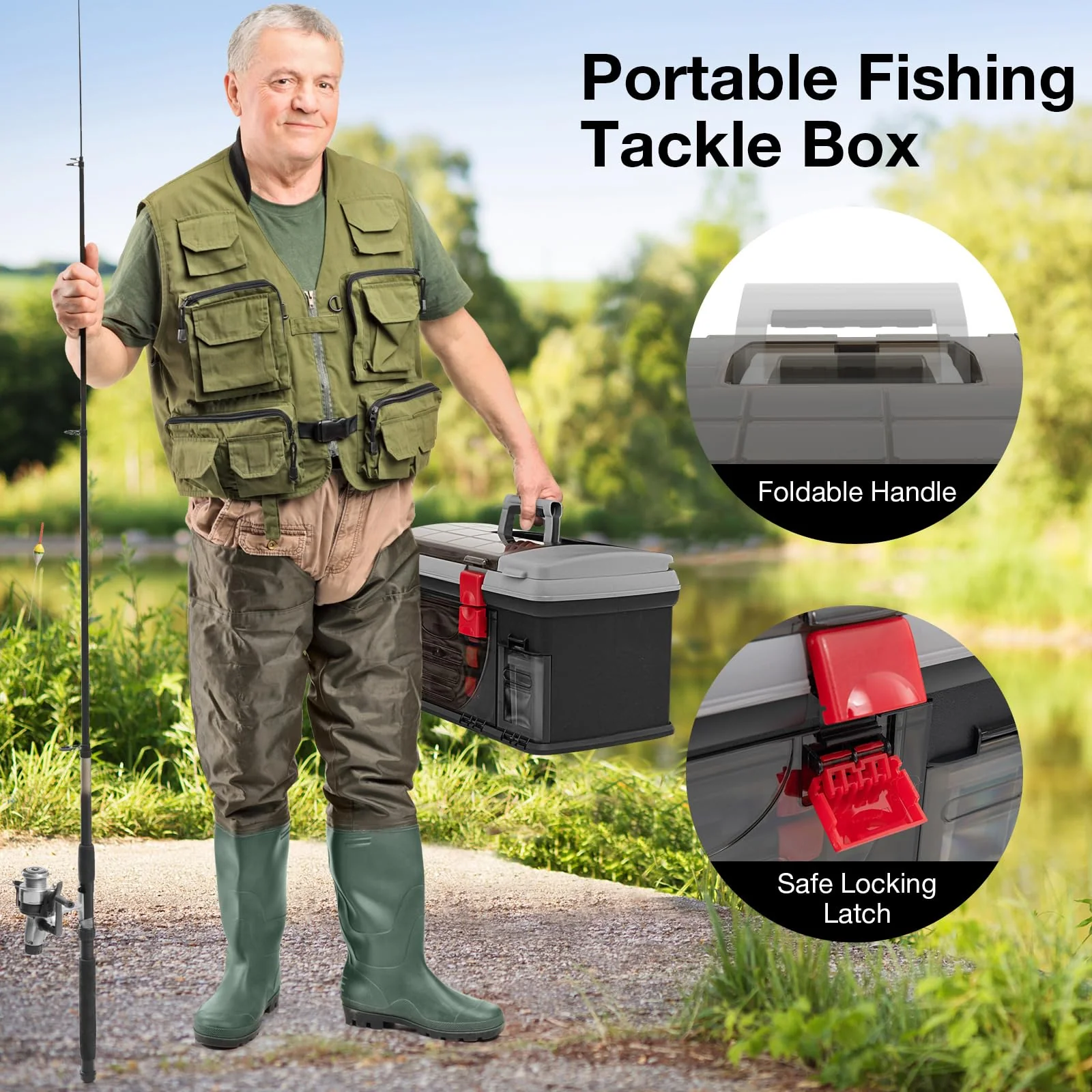 Goplus Large Tackle Box, Portable Fishing Storage, Premium Box for Tackle Storage & Tool Organization - Image 4