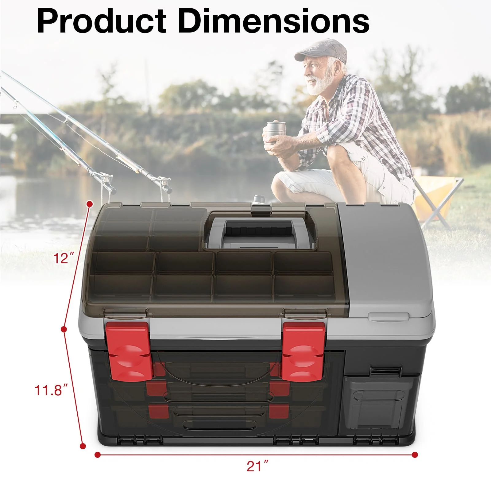 Goplus Large Tackle Box, Portable Fishing Storage, Premium Box for Tackle Storage & Tool Organization - Image 6