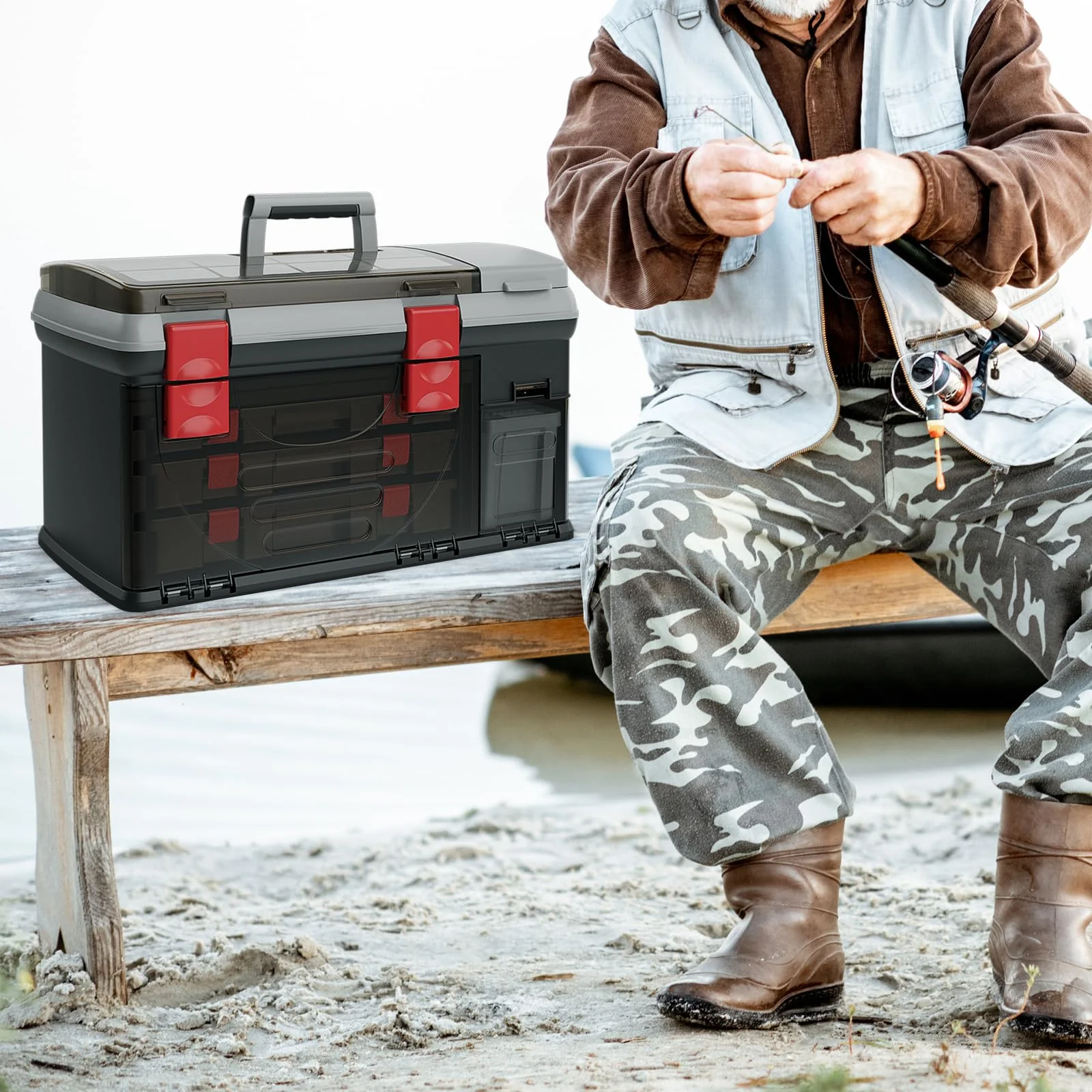 Goplus Large Tackle Box, Portable Fishing Storage, Premium Box for Tackle Storage & Tool Organization - Image 7