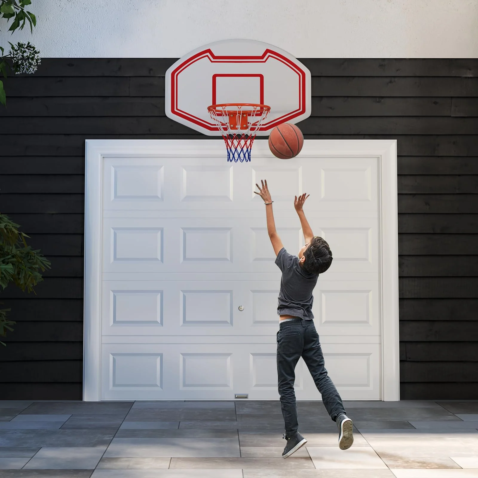 Goplus Large Wall Mounted Basketball Hoop, Indoor Outdoor Basketball Games w/ 36" x 24" Shatter-Proof Backboard - Image 8