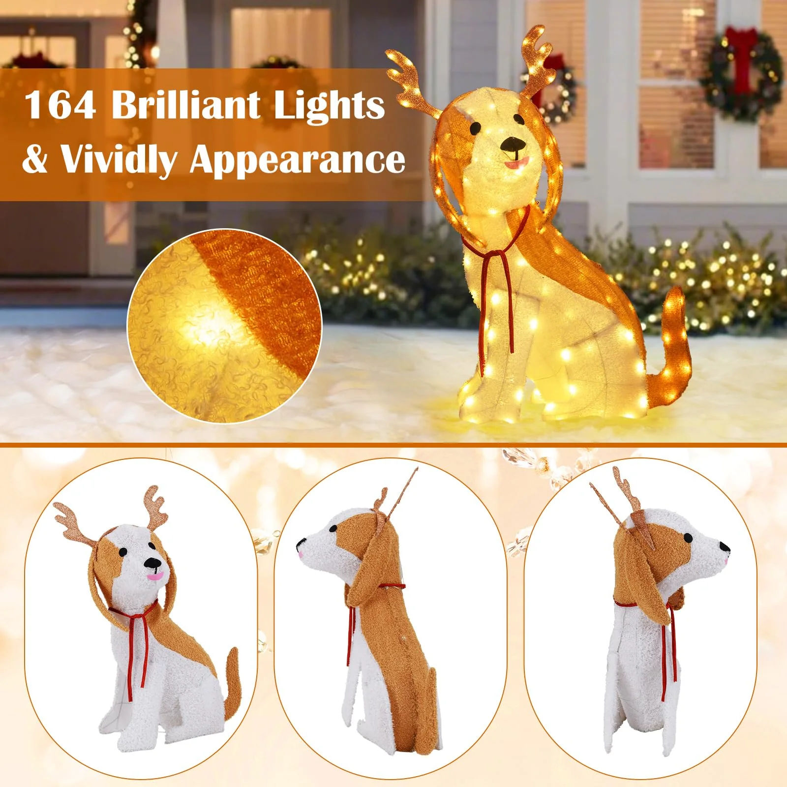 Goplus Lighted Christmas Dog, Indoor Outdoor Puppy Decoration w/LED Lights - Image 3