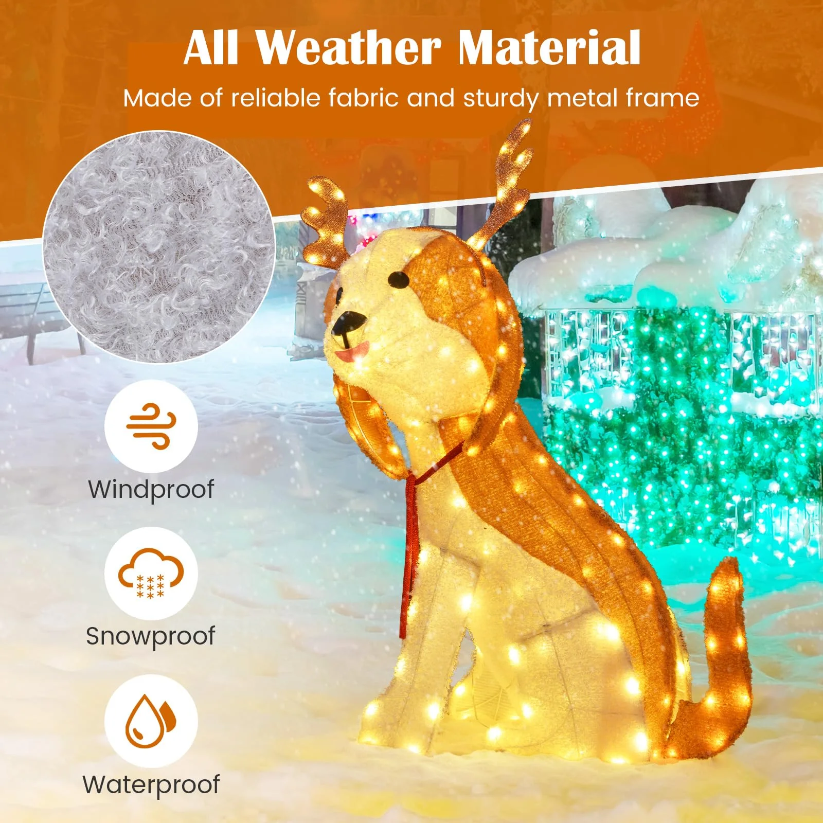 Goplus Lighted Christmas Dog, Indoor Outdoor Puppy Decoration w/LED Lights - Image 4