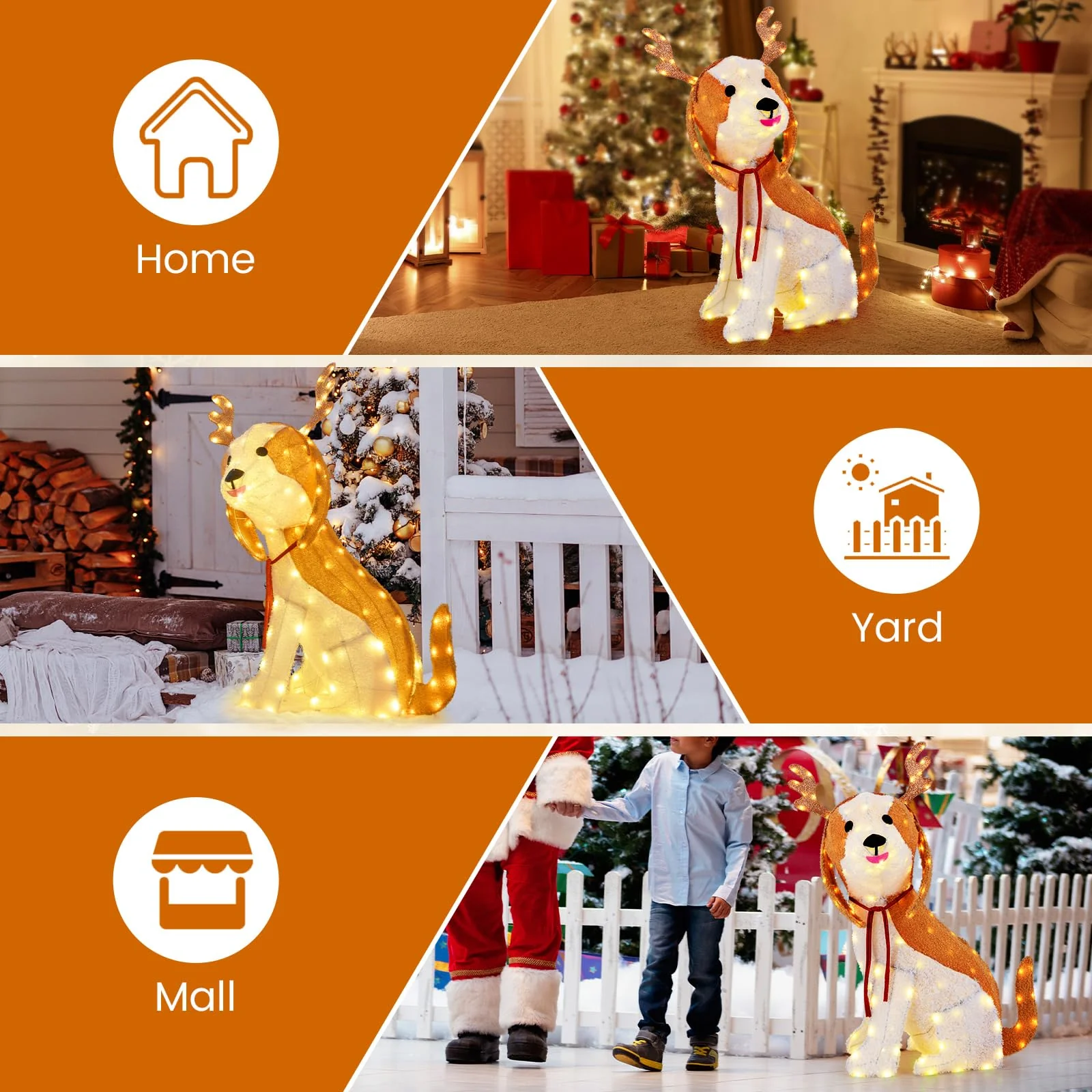 Goplus Lighted Christmas Dog, Indoor Outdoor Puppy Decoration w/LED Lights - Image 5