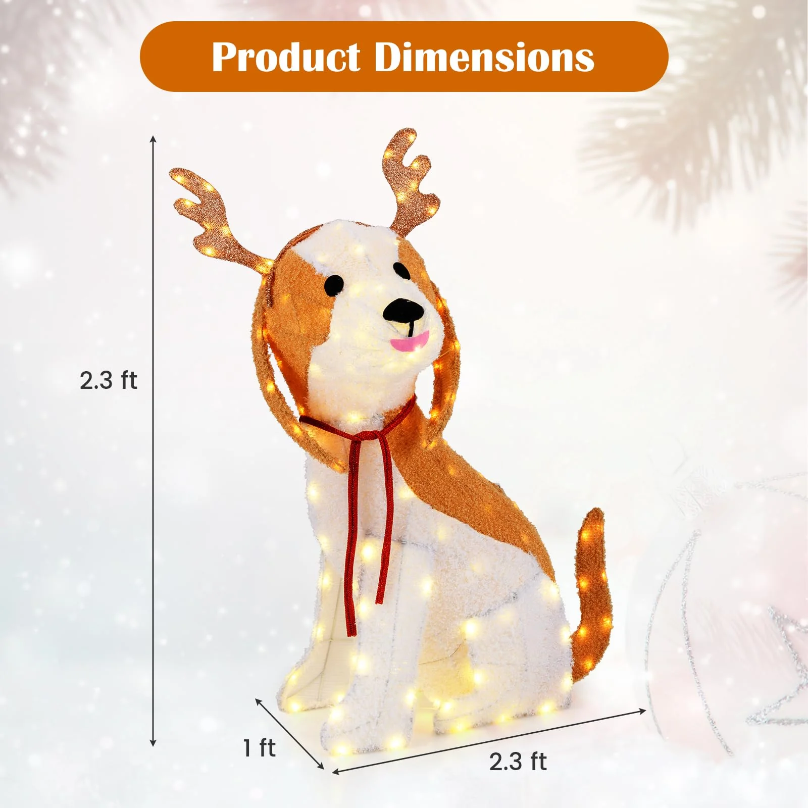 Goplus Lighted Christmas Dog, Indoor Outdoor Puppy Decoration w/LED Lights - Image 7