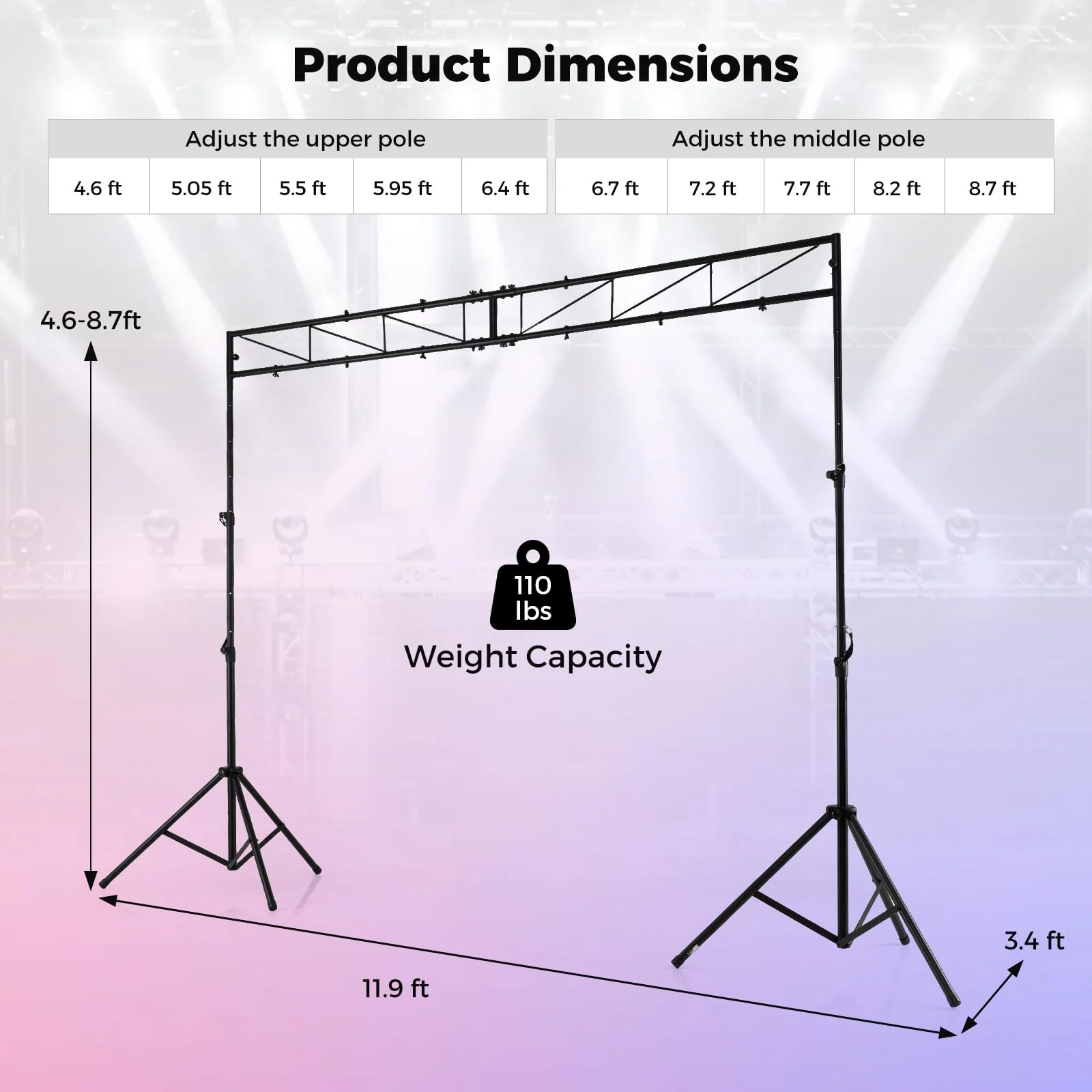 Goplus Lighting Truss System with 12 Lights Hold 110LBS Capacity - Image 7