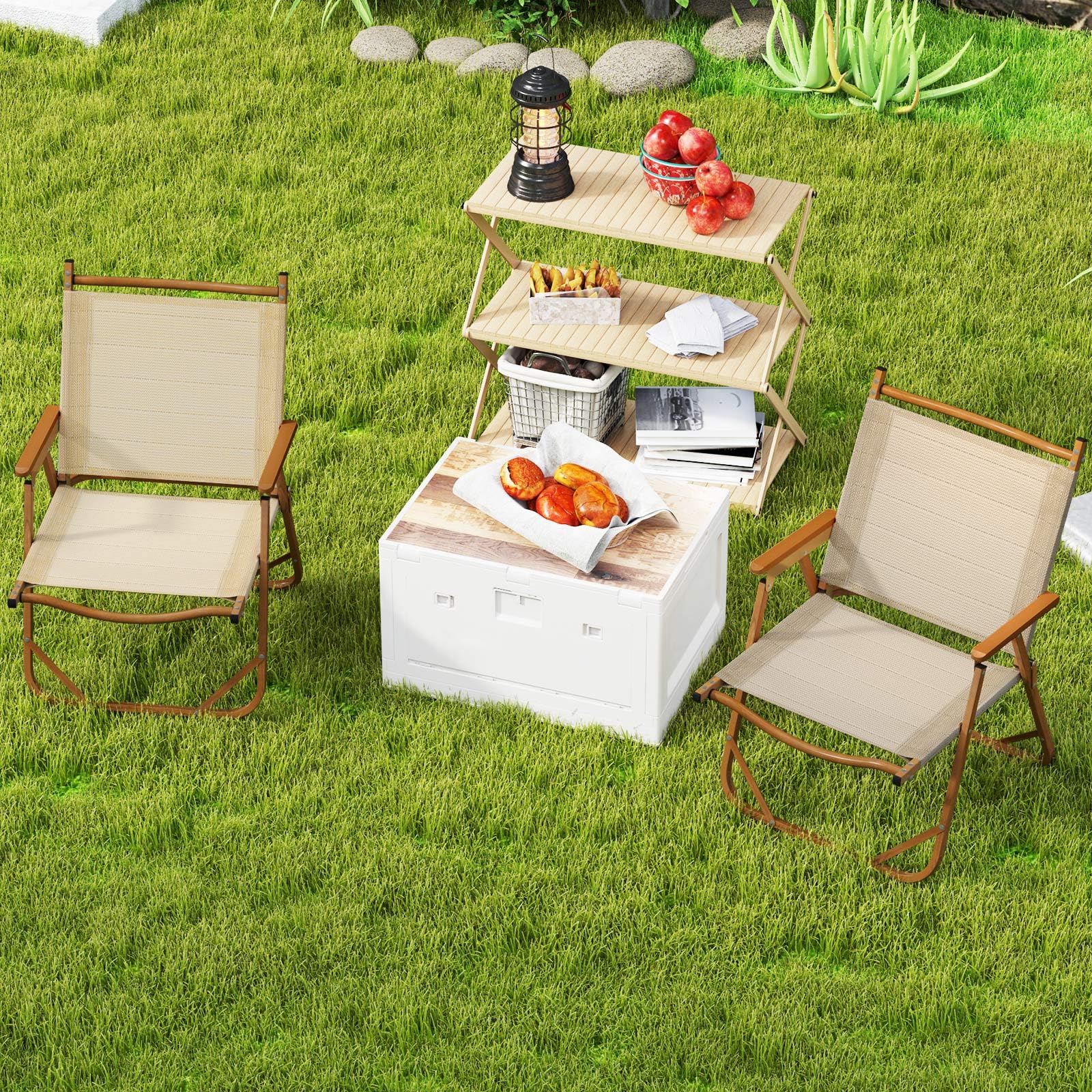 Goplus Lightweight Beach Chairs with Aluminum Frame Support 400 LBS - Image 2