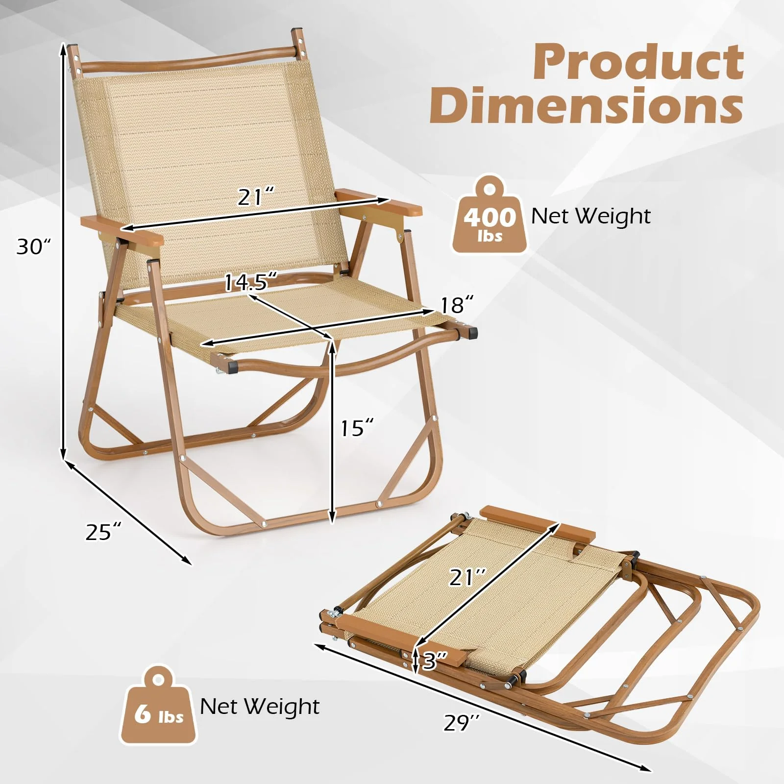 Goplus Lightweight Beach Chairs with Aluminum Frame Support 400 LBS - Image 3
