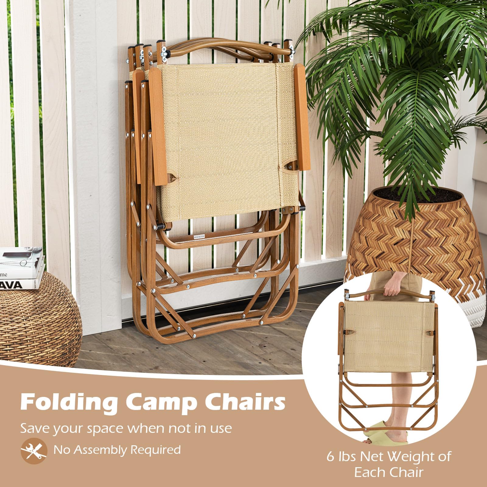 Goplus Lightweight Beach Chairs with Aluminum Frame Support 400 LBS - Image 4