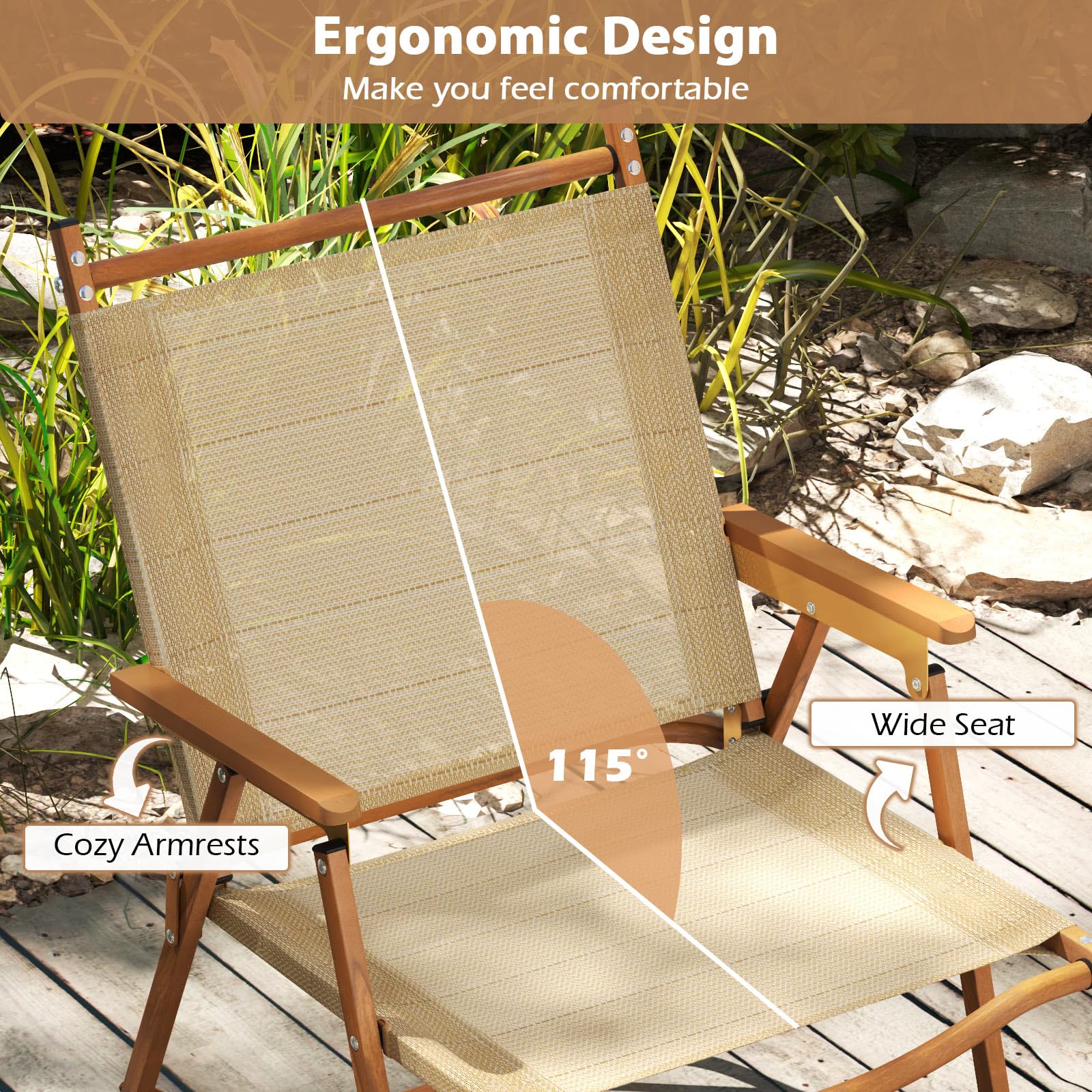 Goplus Lightweight Beach Chairs with Aluminum Frame Support 400 LBS - Image 6