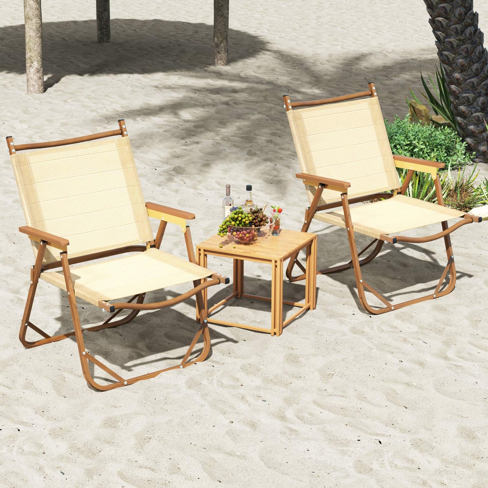 Goplus Lightweight Beach Chairs with Aluminum Frame Support 400 LBS - Image 8