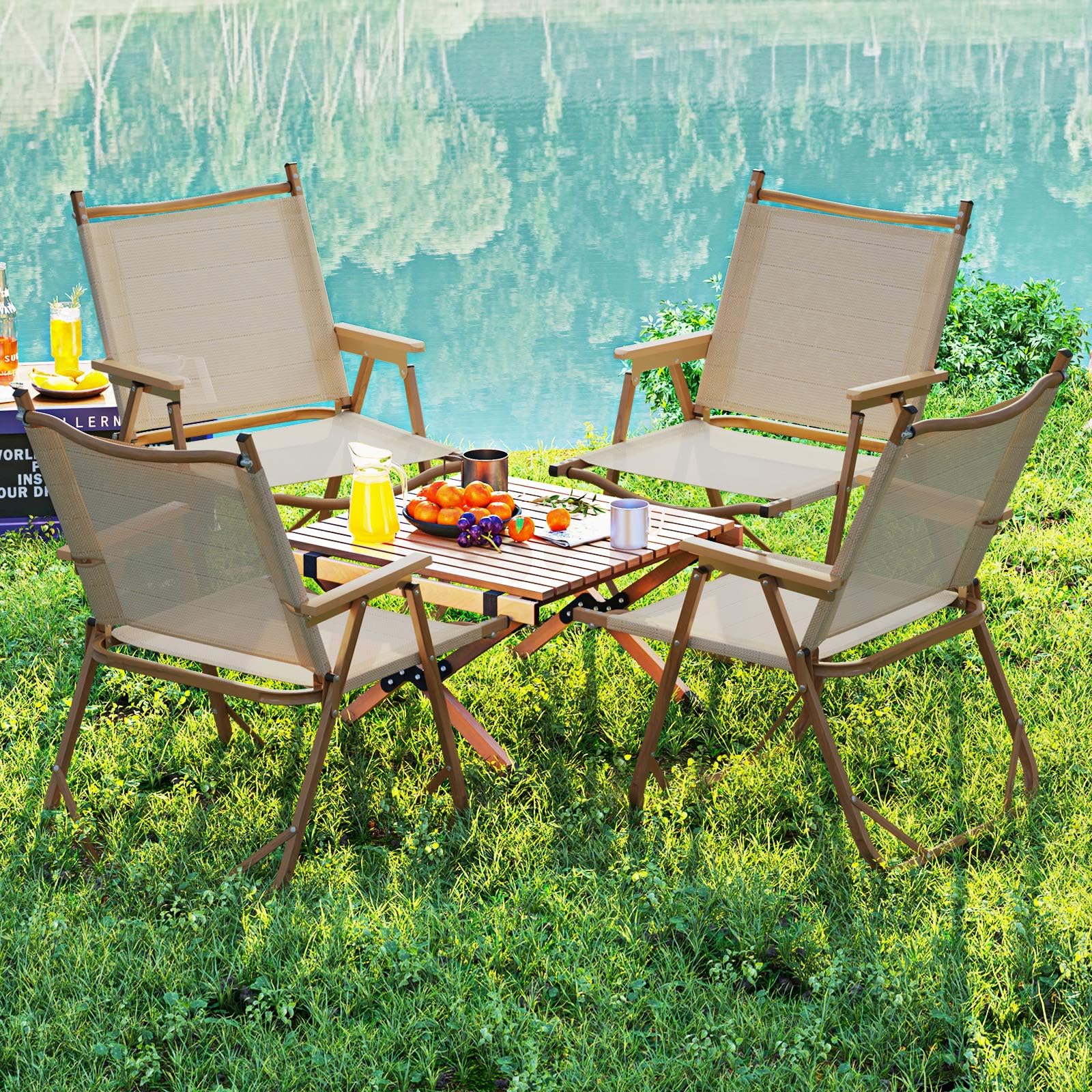 Goplus Lightweight Beach Chairs with Aluminum Frame Support 400 LBS - Image 9
