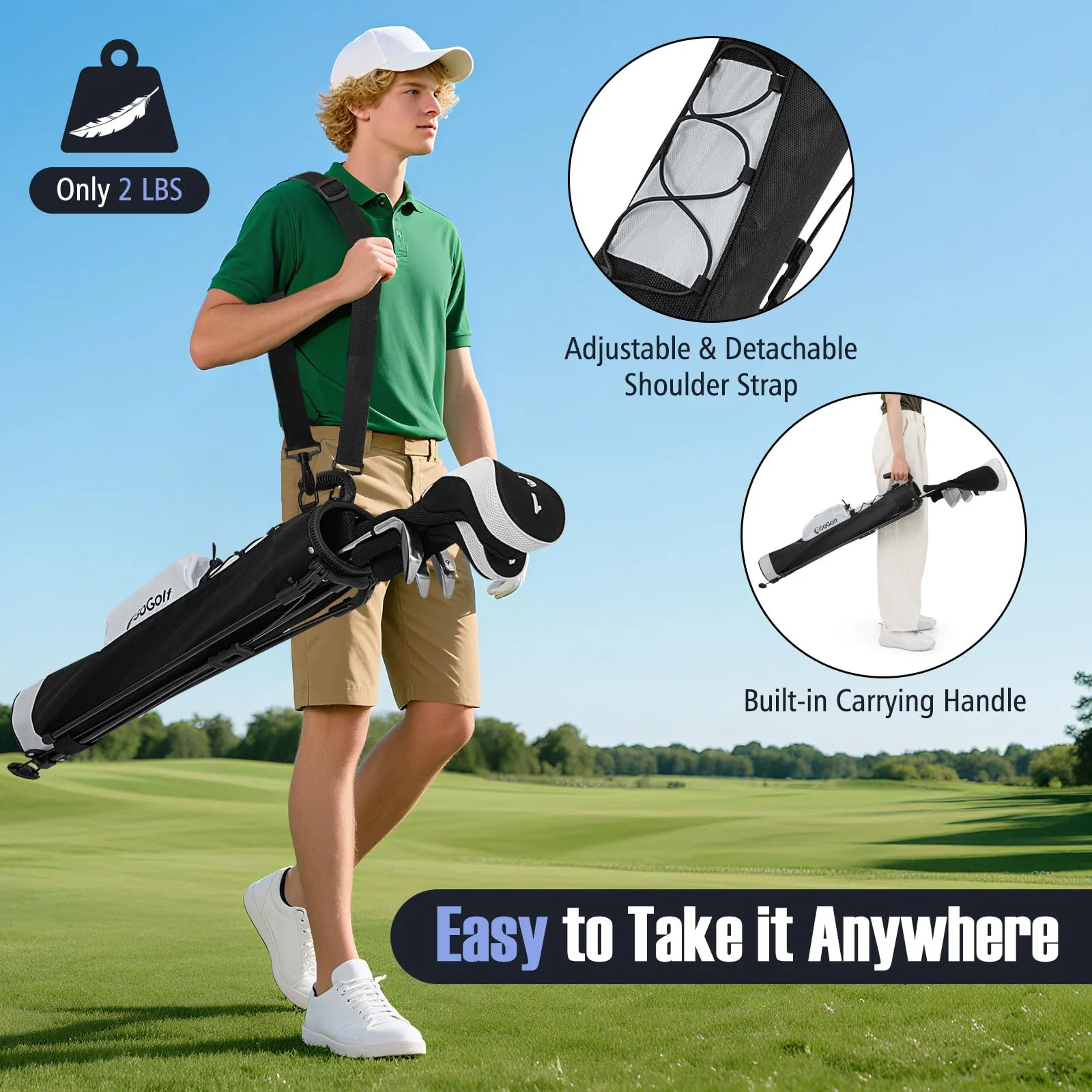 Goplus Lightweight Golf Stand Bag Pitch n Putt Golf Club Carry Bag - Image 6